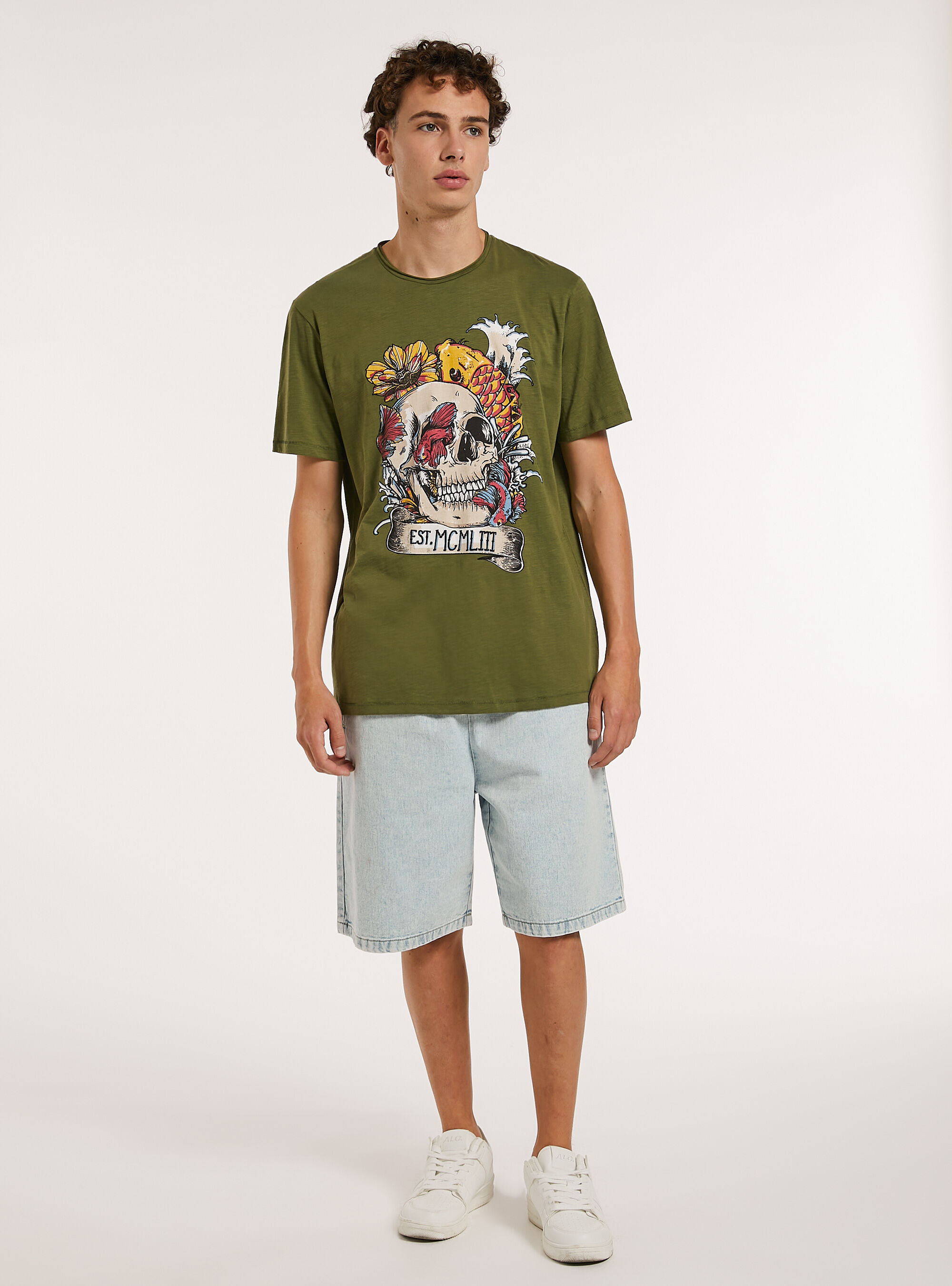 T-shirt en coton avec imprim&eacute;, C6645 KAKY