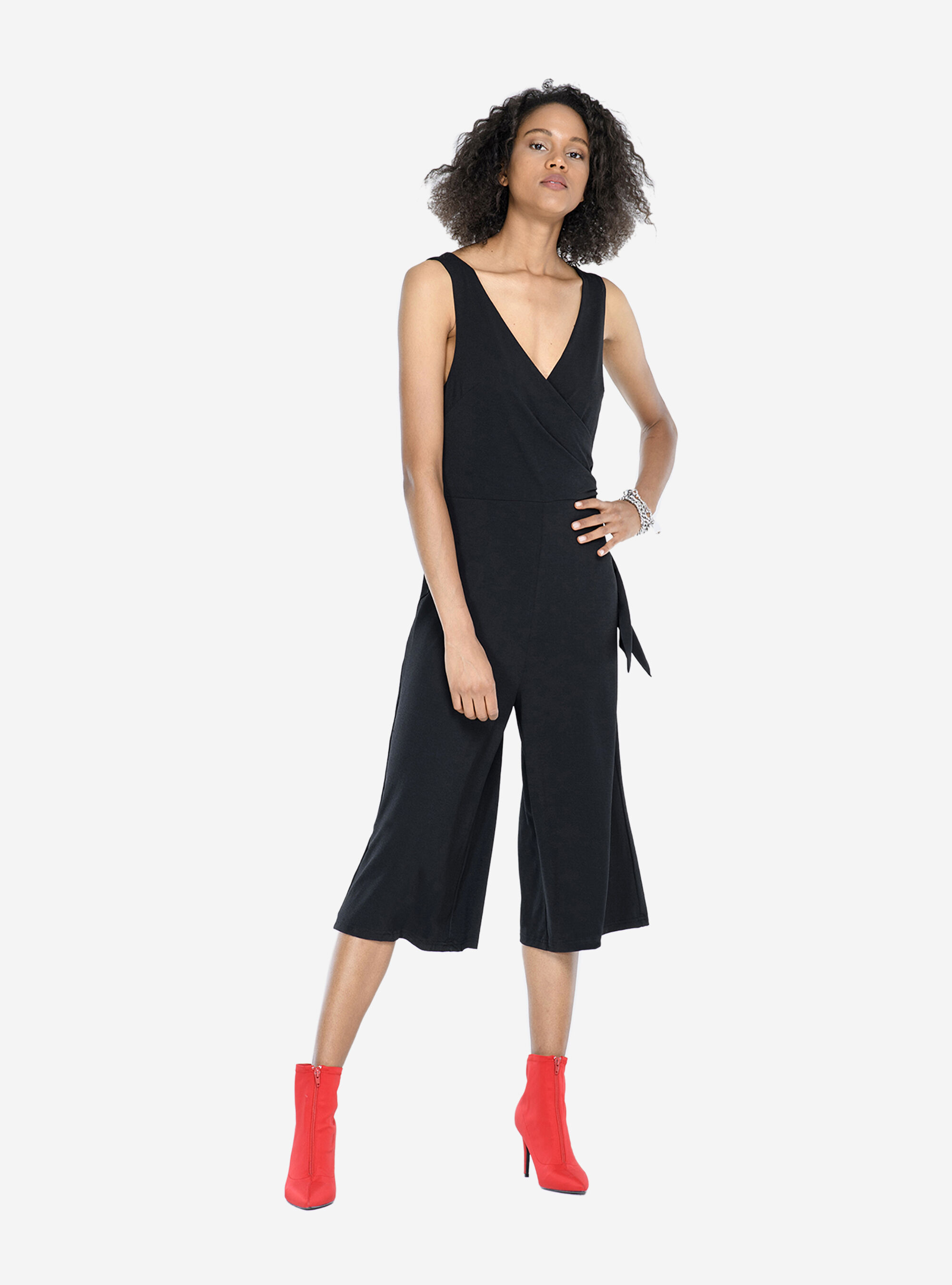 Jewel detail jumpsuit, C101 BLACK