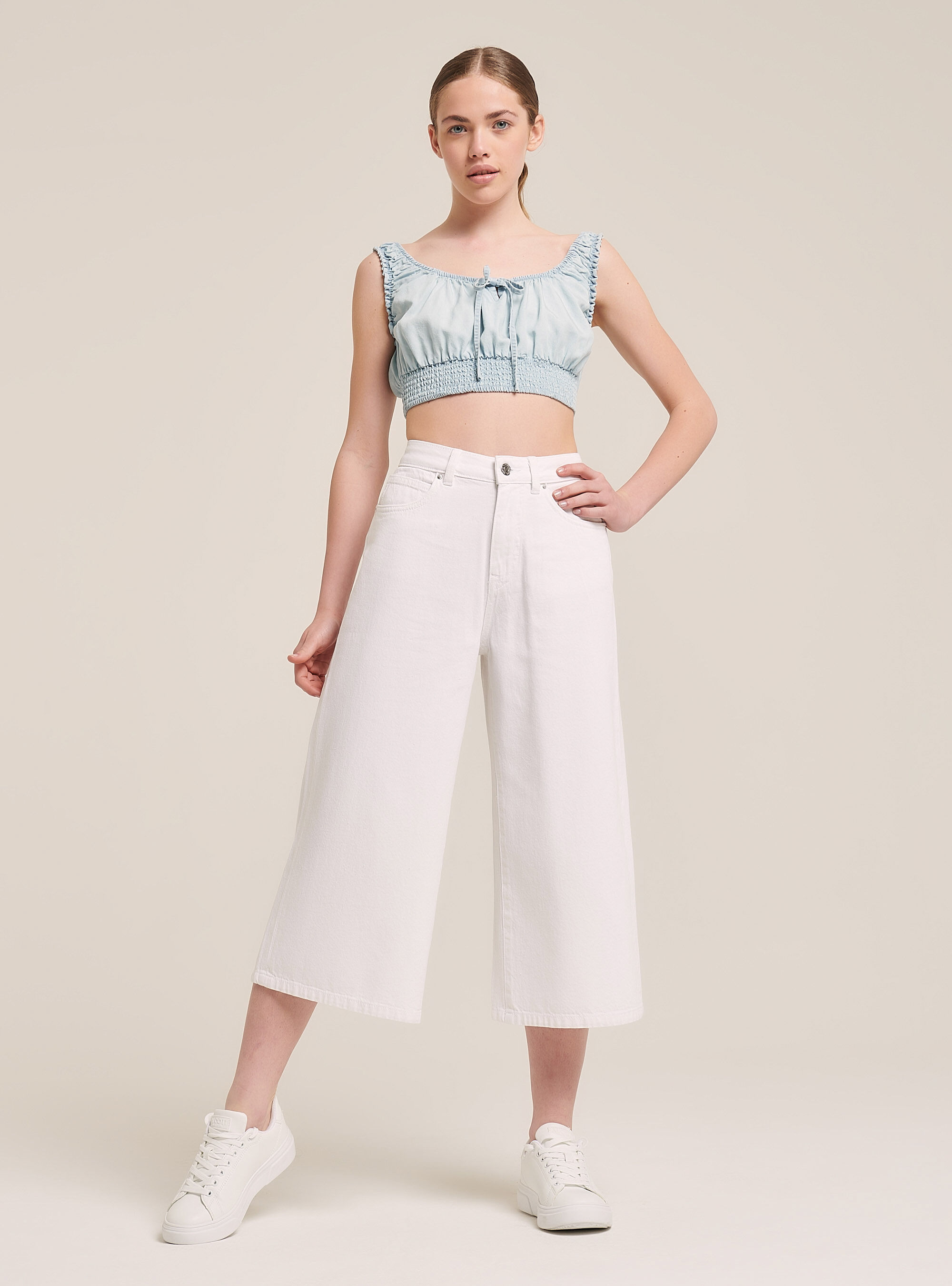 High waist jeans, D099 WHITE