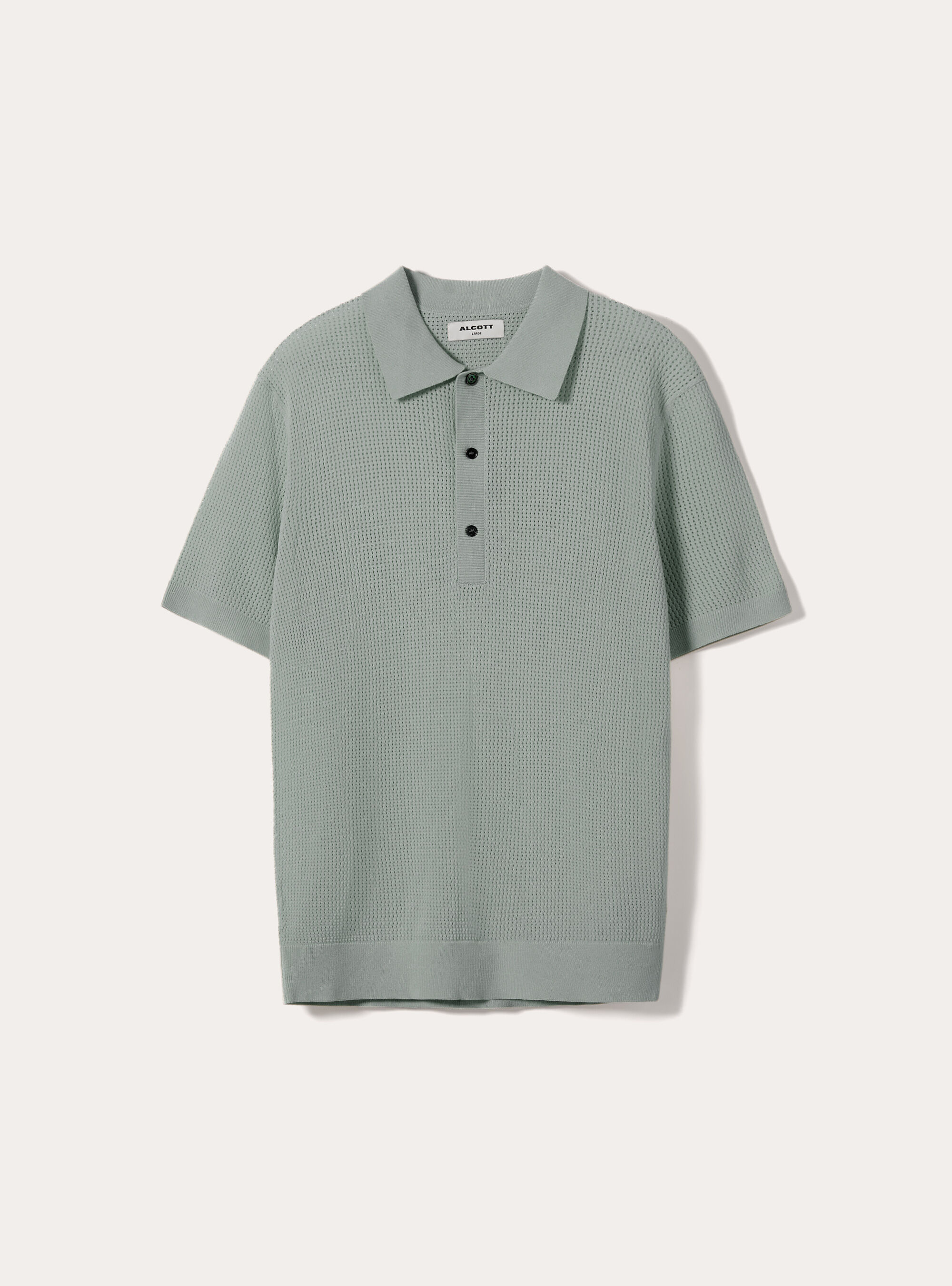 Maglia polo in crochet in misto viscosa, SG3 SAGE LIGHT