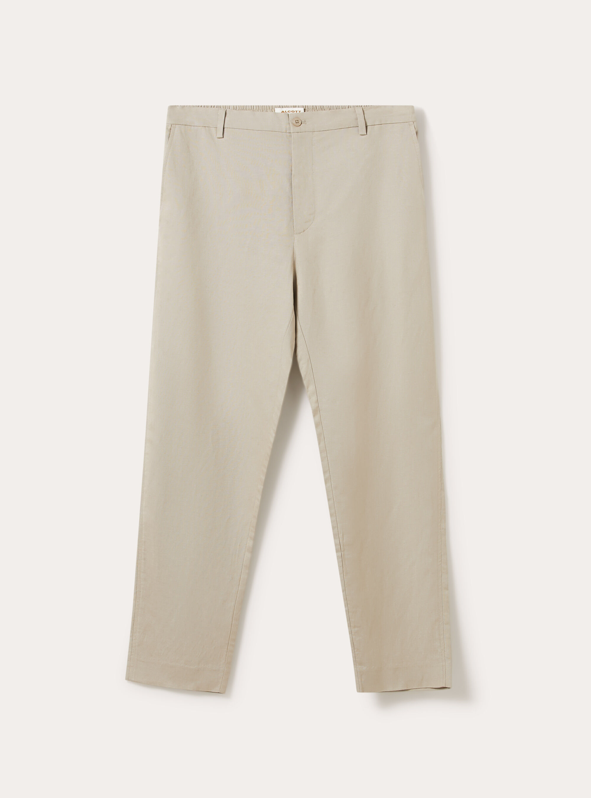 Pantaloni misto lino con coulisse interna, BG2 BEIGE MEDIUM