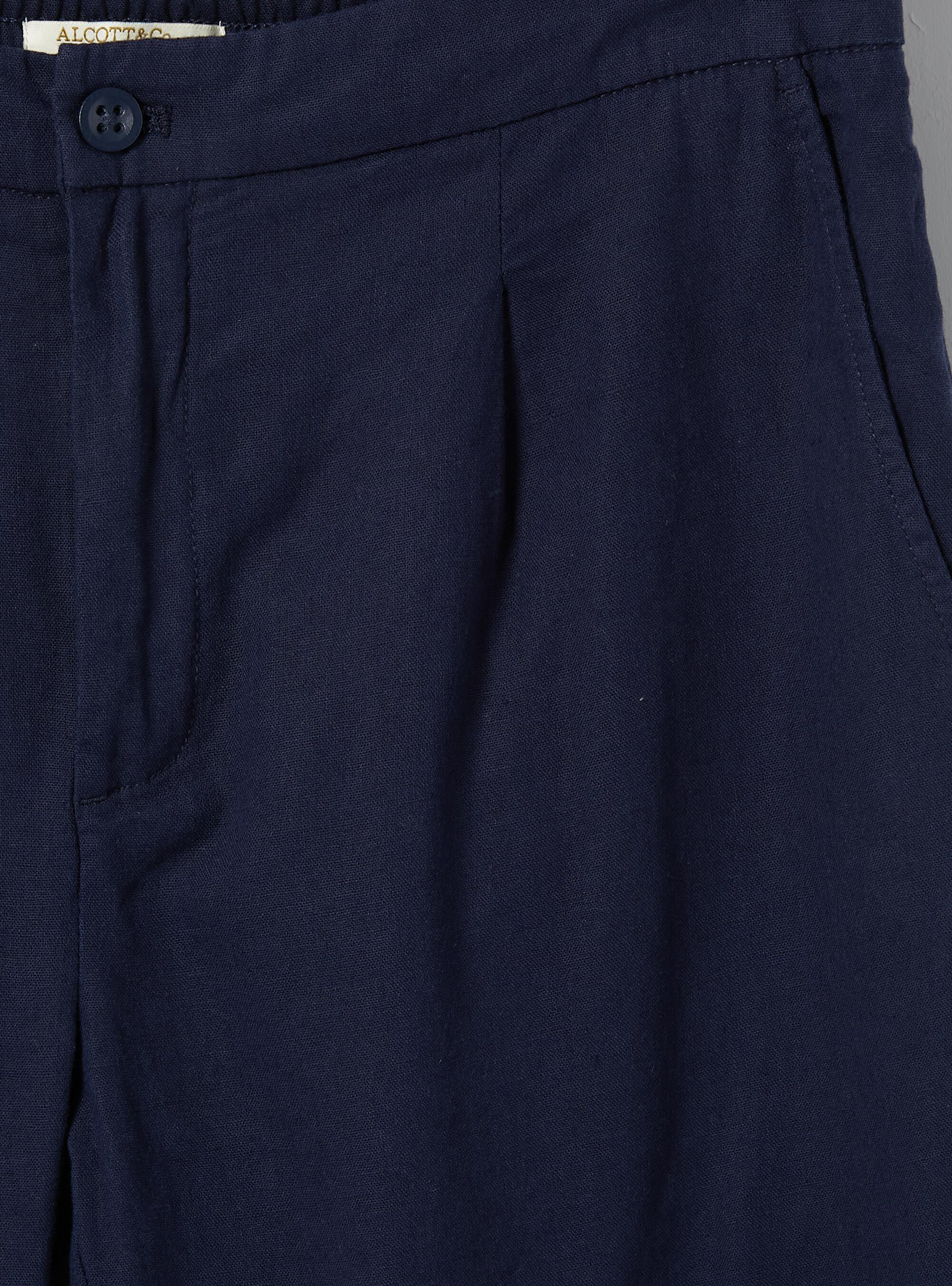 Pantaloni in misto lino con pences, NA2 NAVY MEDIUM