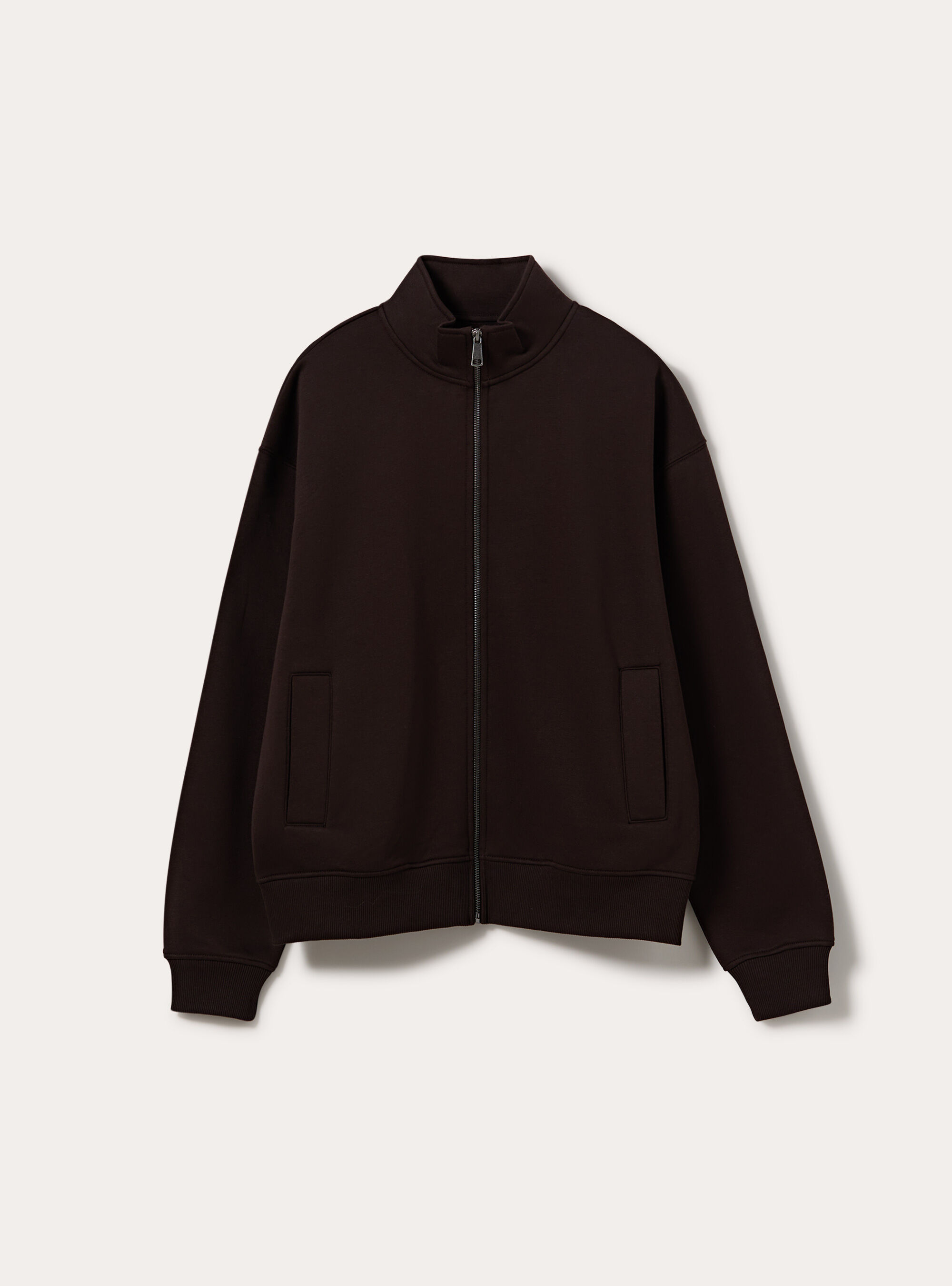 Cardigan con cerniera mezzocollo, BR1 BROWN DARK
