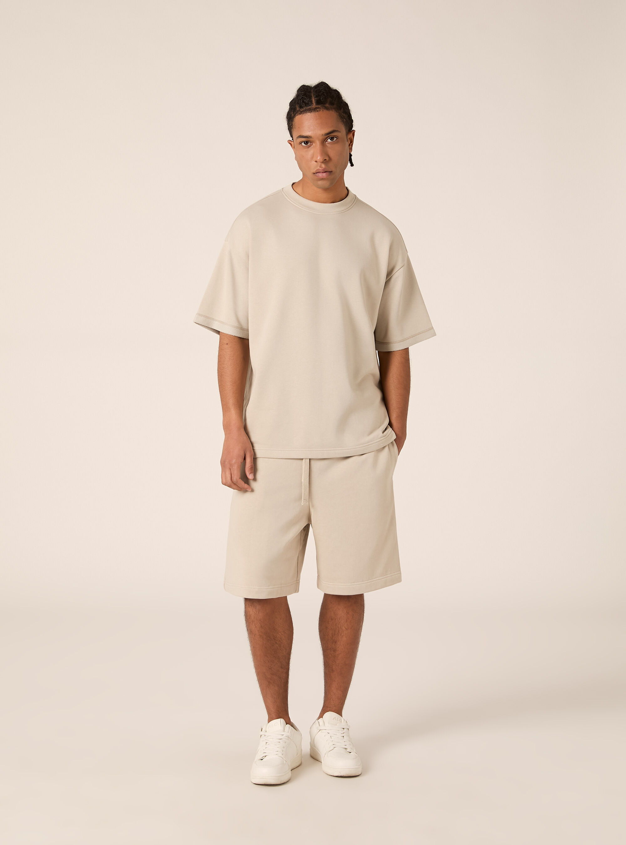 Bermuda  basico in felpa, BG1 BEIGE DARK