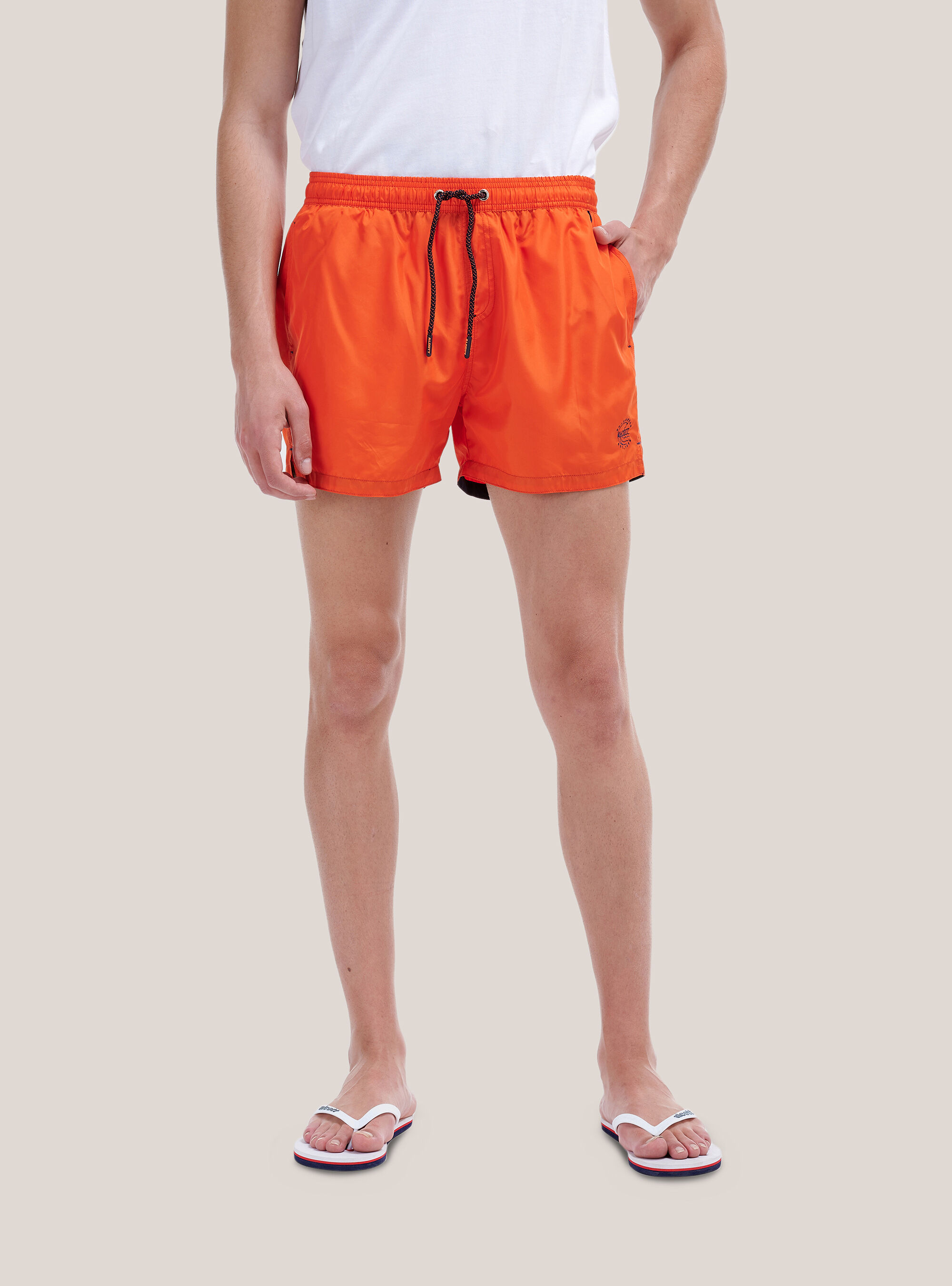 Maillot de bain uni avec broderie et poche au dos, C3394 ORANGE