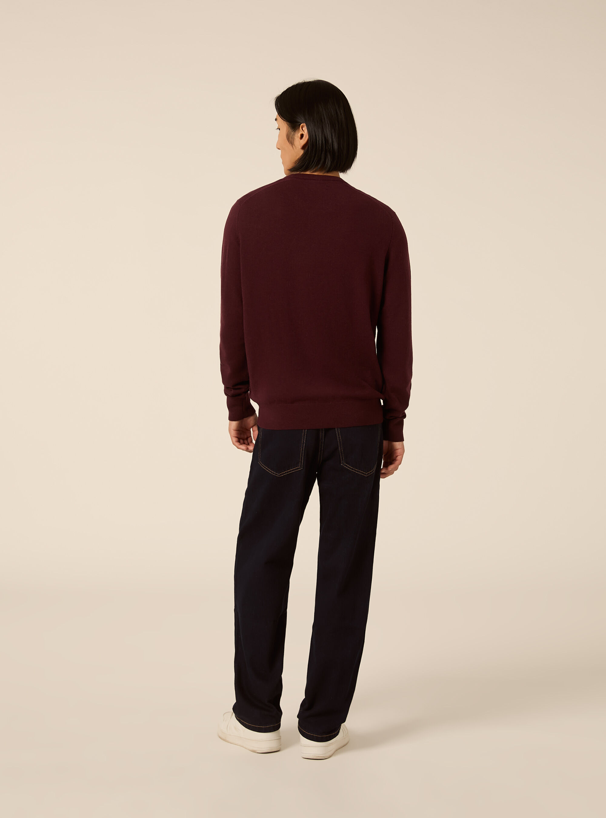 Wool and cashmere blend crewneck jumper, BO1 BORDEAUX DARK