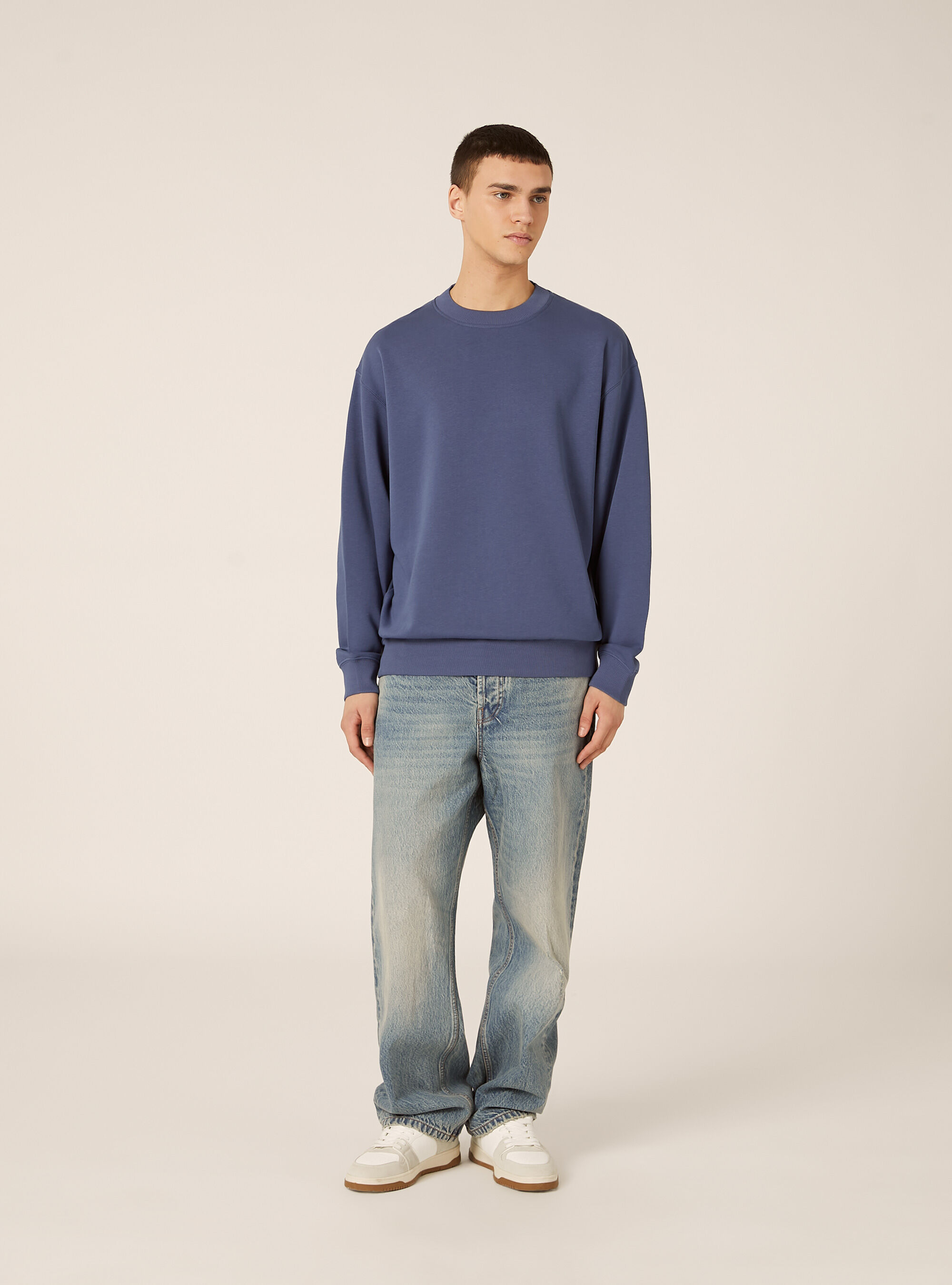 Boxy fit crew neck sweatshirt, BL3 BLUE LIGHT