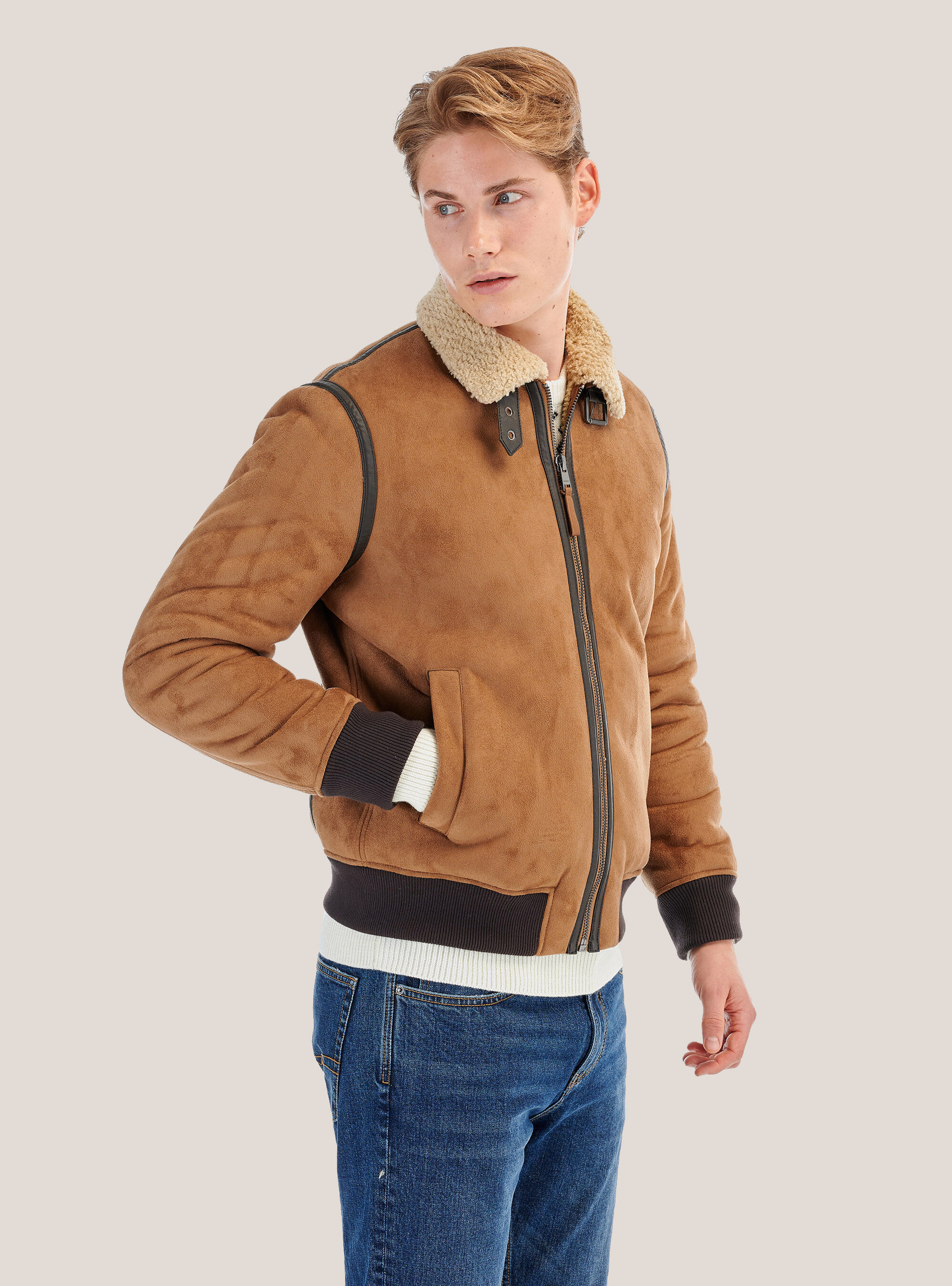 shearling faux jacket