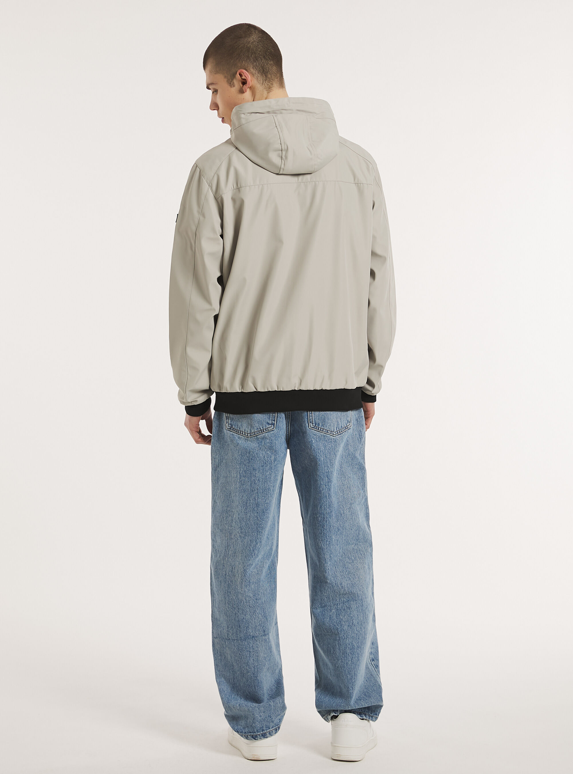 Windproof hooded bomber jacket, CR3 CREAM LIGHT