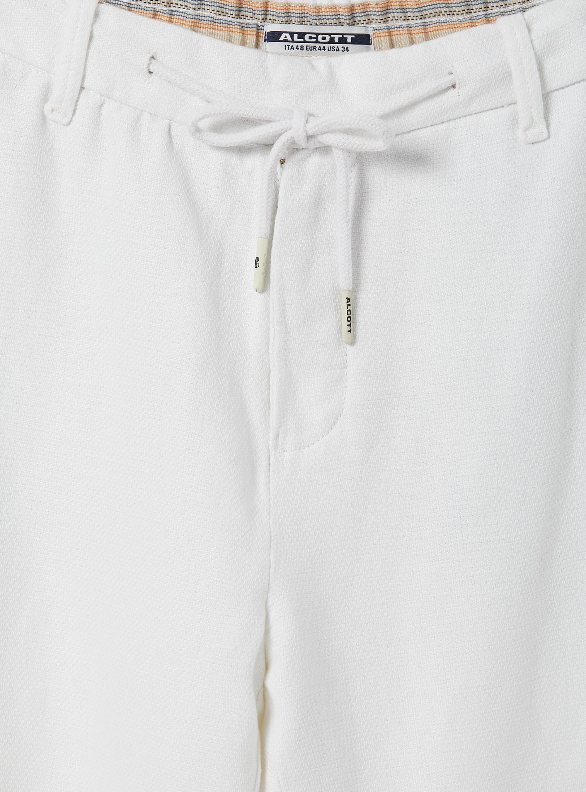 Linen-blend bermuda shorts with drawstring waist, WH1 OFF WHITE