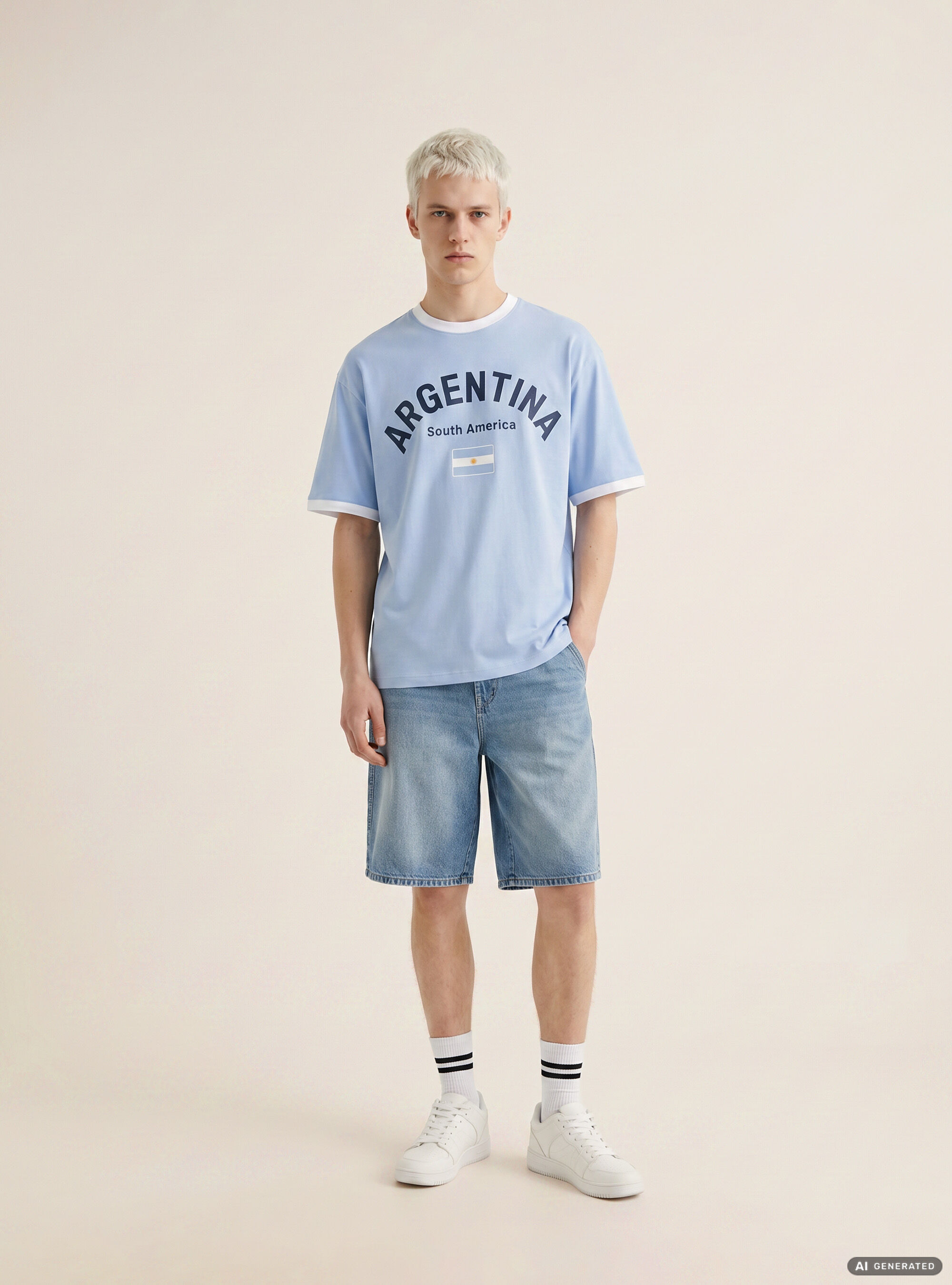 Camiseta Ringer Regular Fit con Gr&aacute;fico Deportivo de Naciones