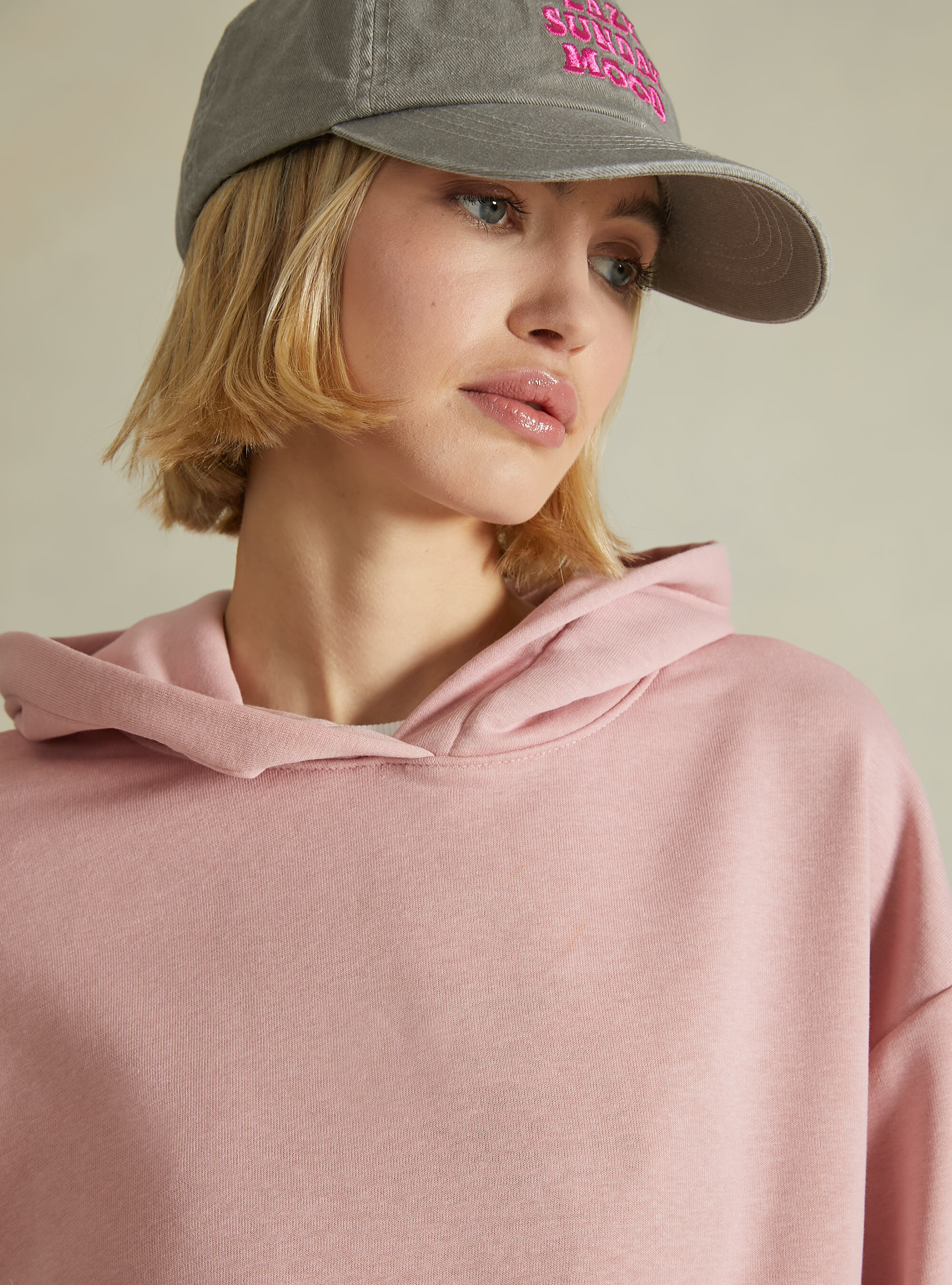 Boxy fit hooded sweatshirt, PK2 PINK MEDIUM