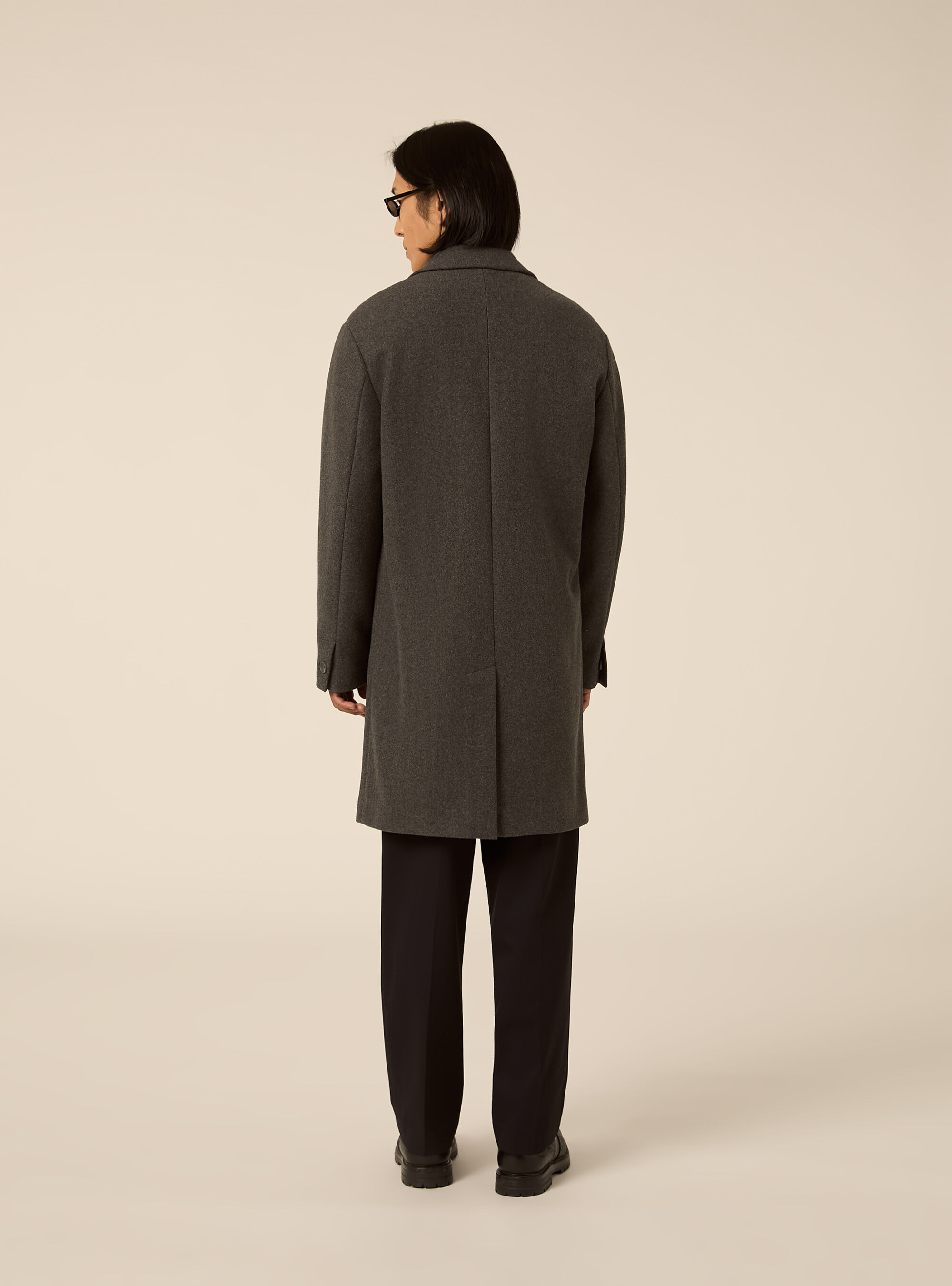 Unlined single breasted coat with lapels, MGY1 GREY MEL DARK