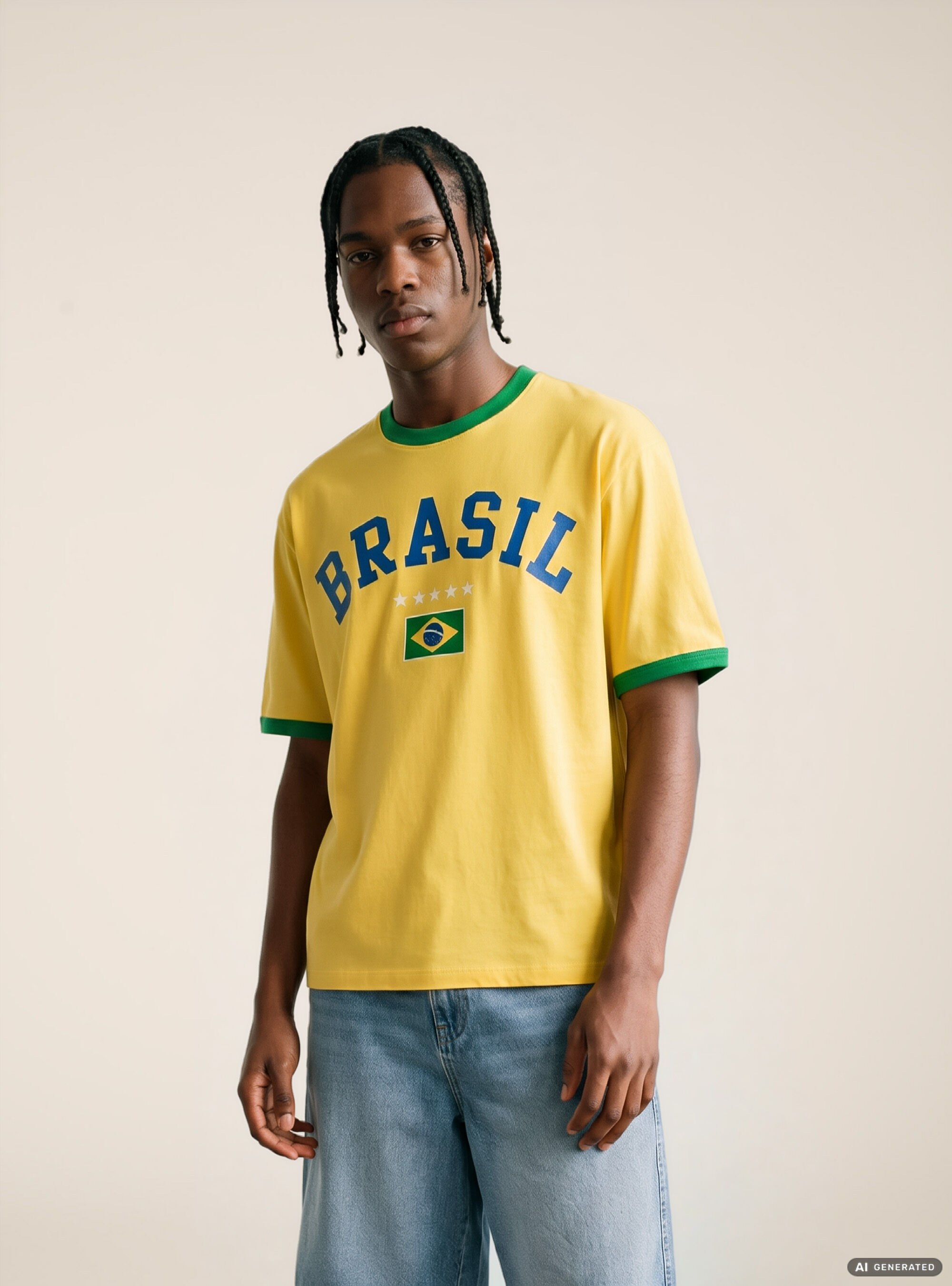 T-Shirt Ringer Coupe Regular avec Imprim&eacute; Graphique National, YE2 YELLOW MEDIUM