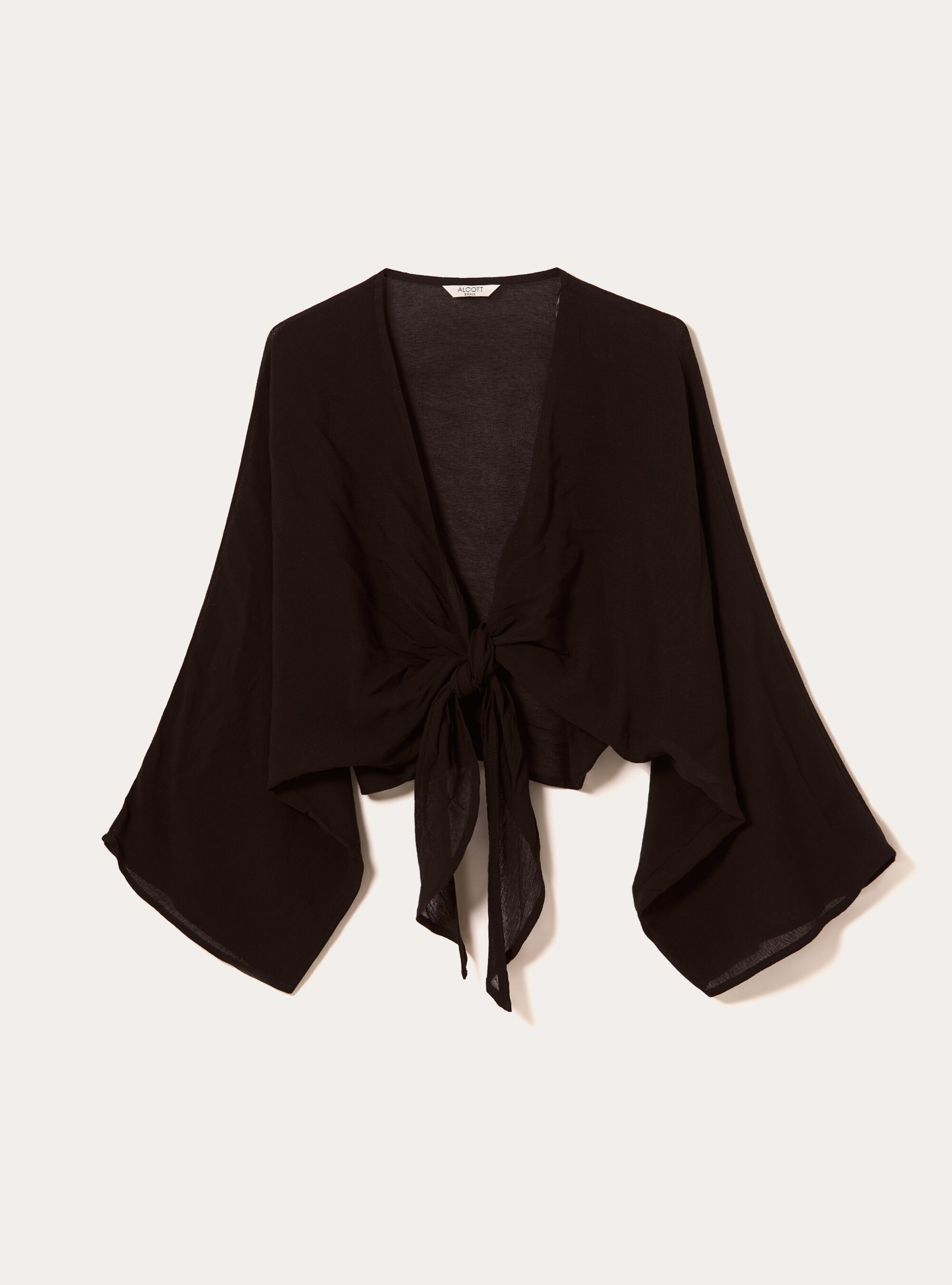 Blusa fluida con nodo, NERO