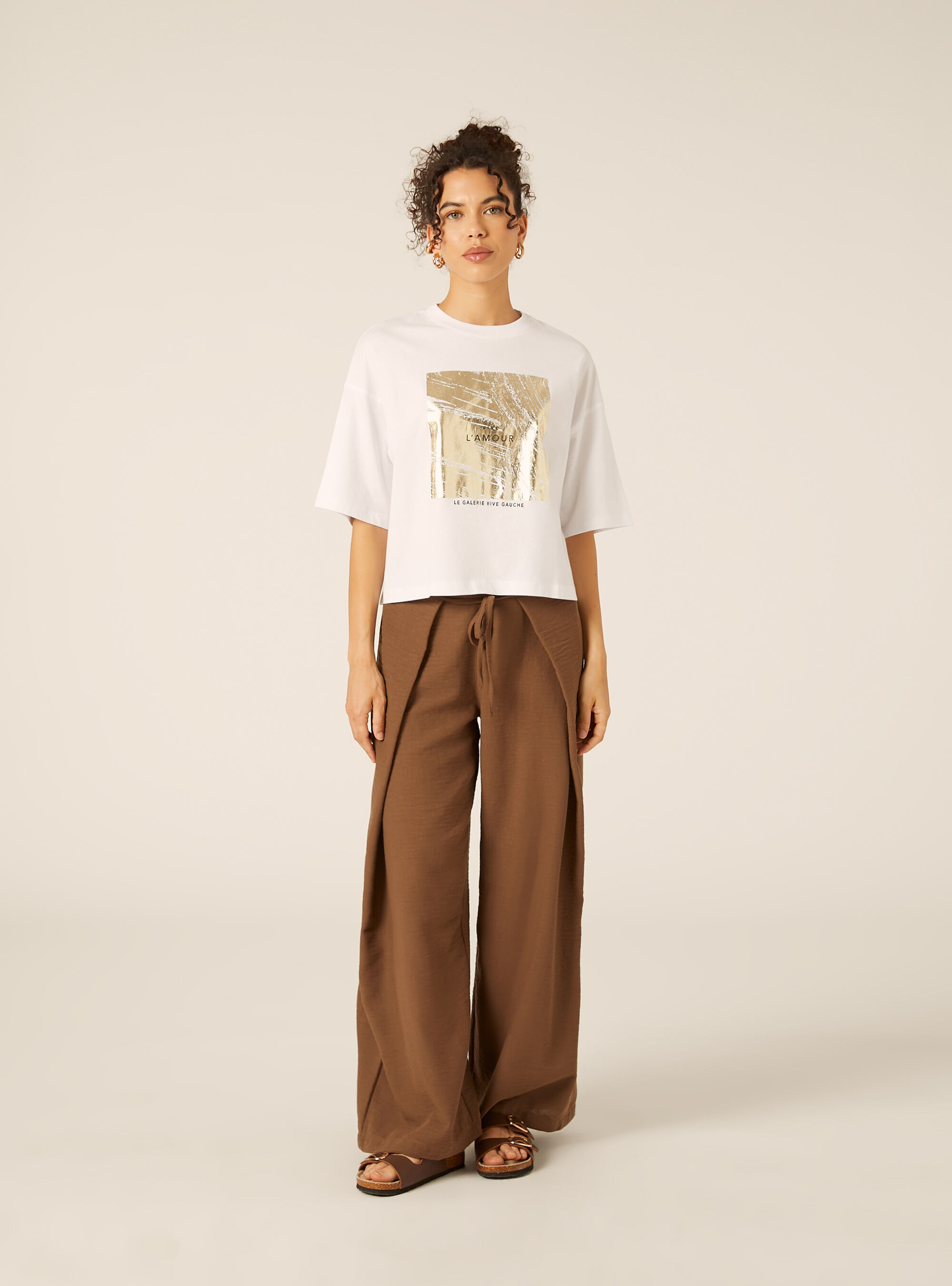 Metallic Print Crop T-Shirt