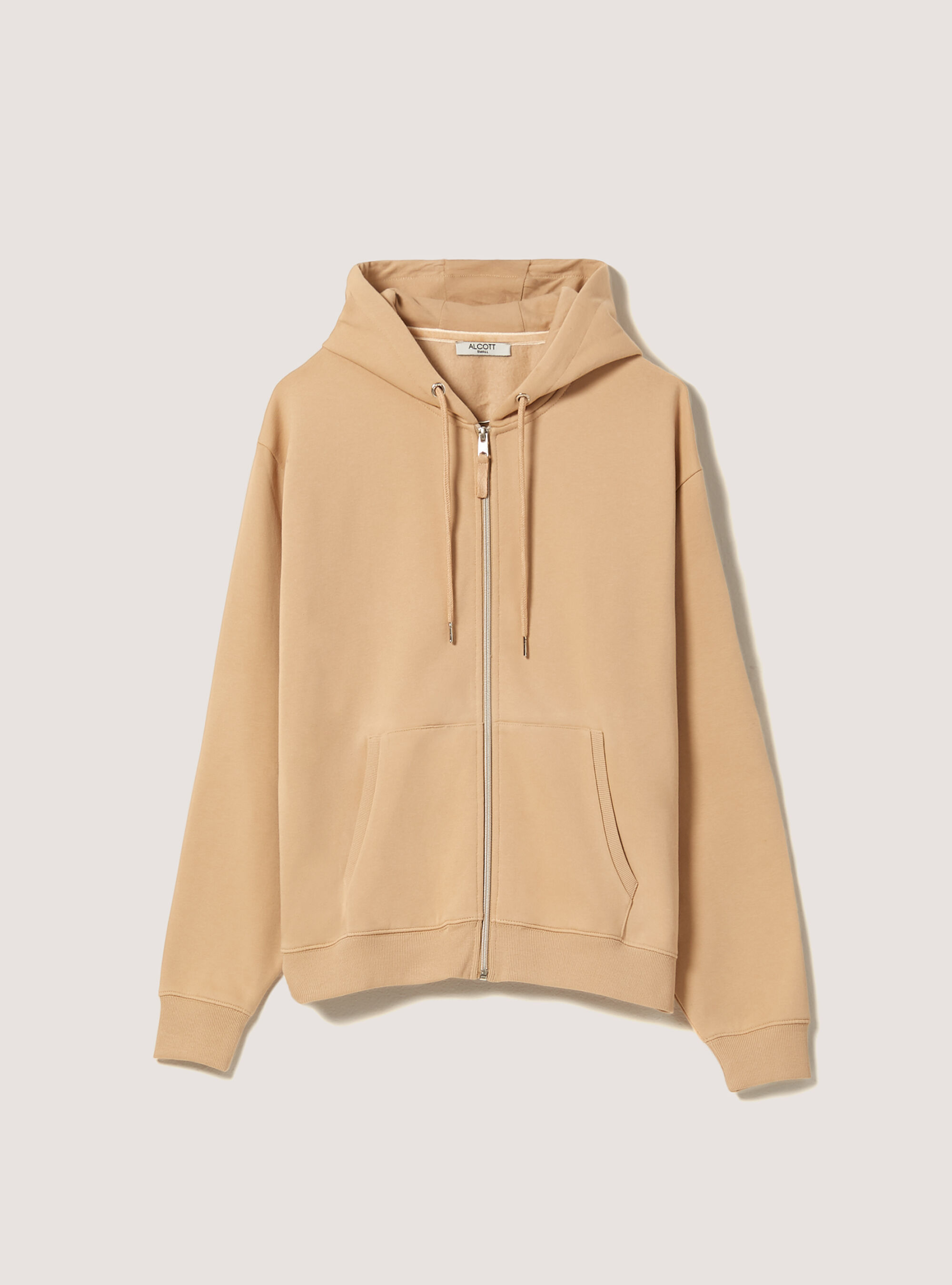 Cotton zip hoodie, BG2 BEIGE MEDIUM