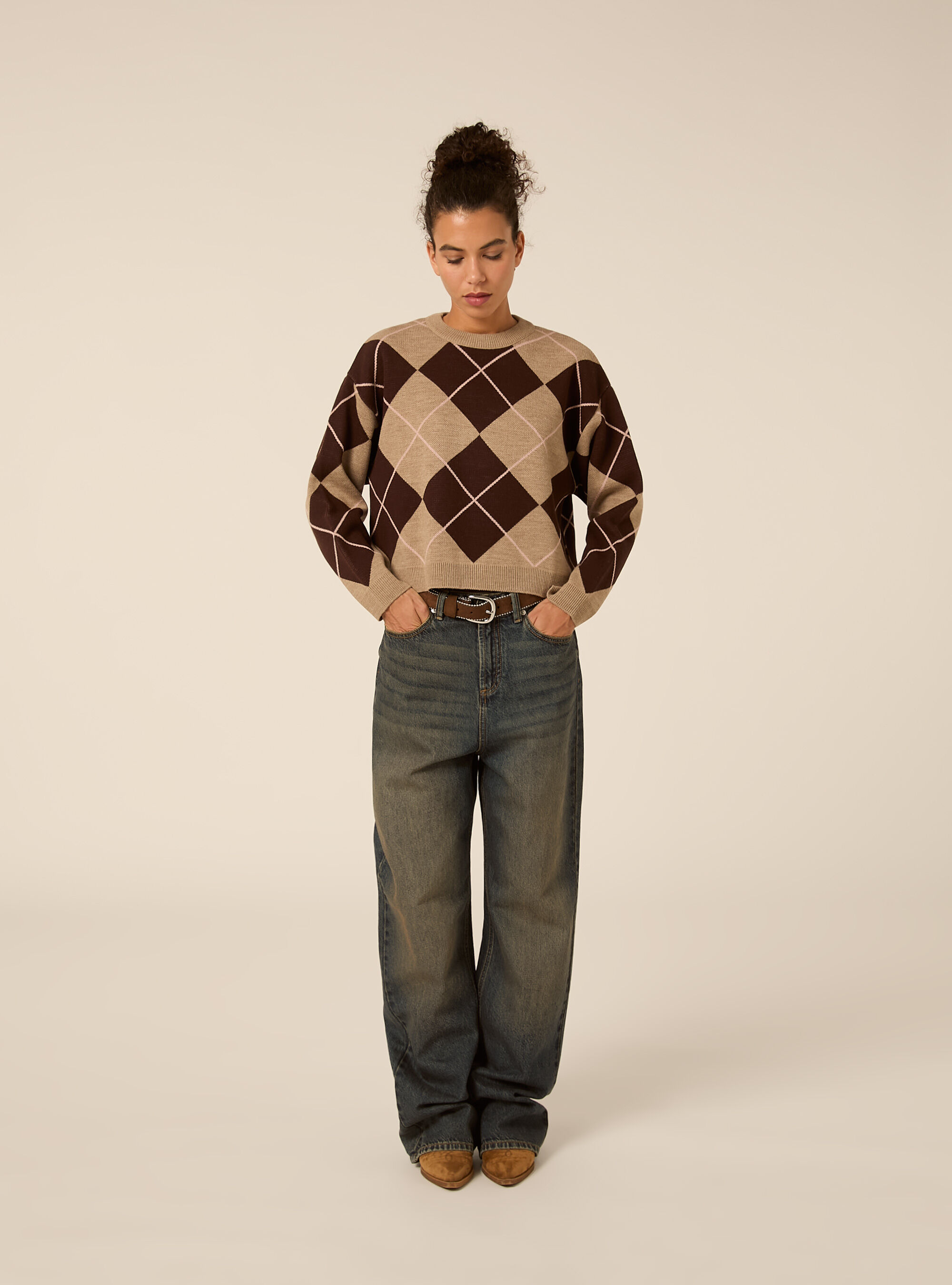 Pullover girocollo con rombi