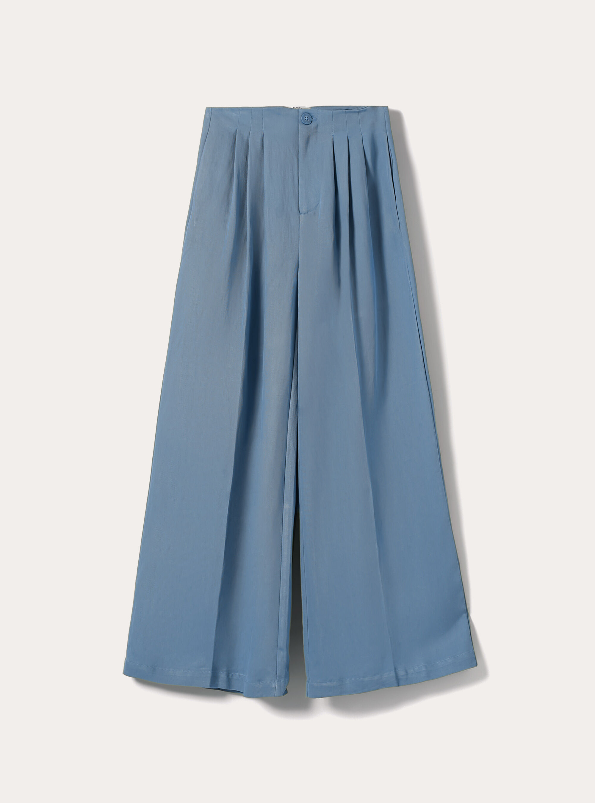 Pantaloni wide leg con pence, AZ2 AZURE MEDIUM