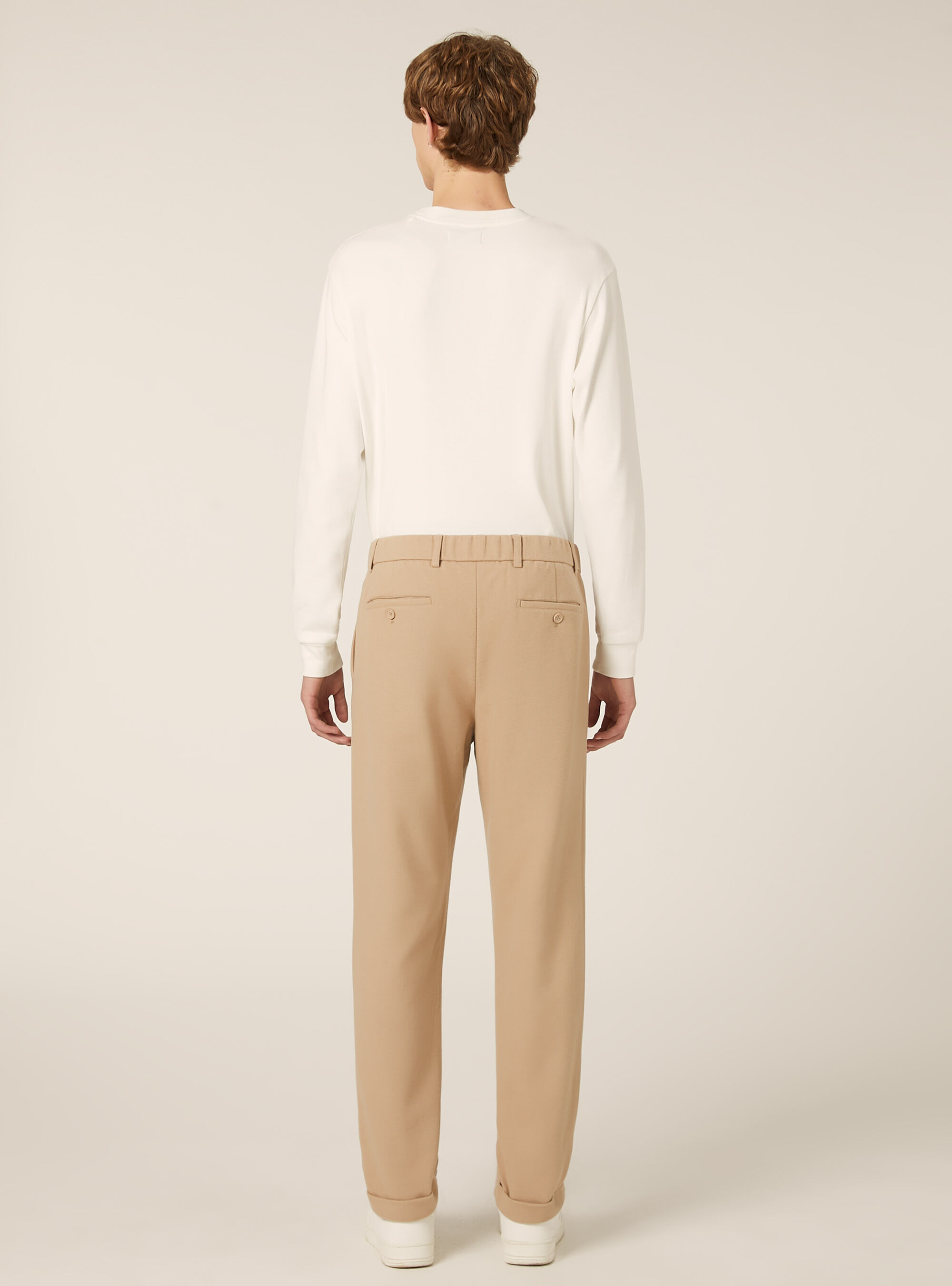 Hose mit Bundfalten Flanell-Effekt, BG2 BEIGE MEDIUM