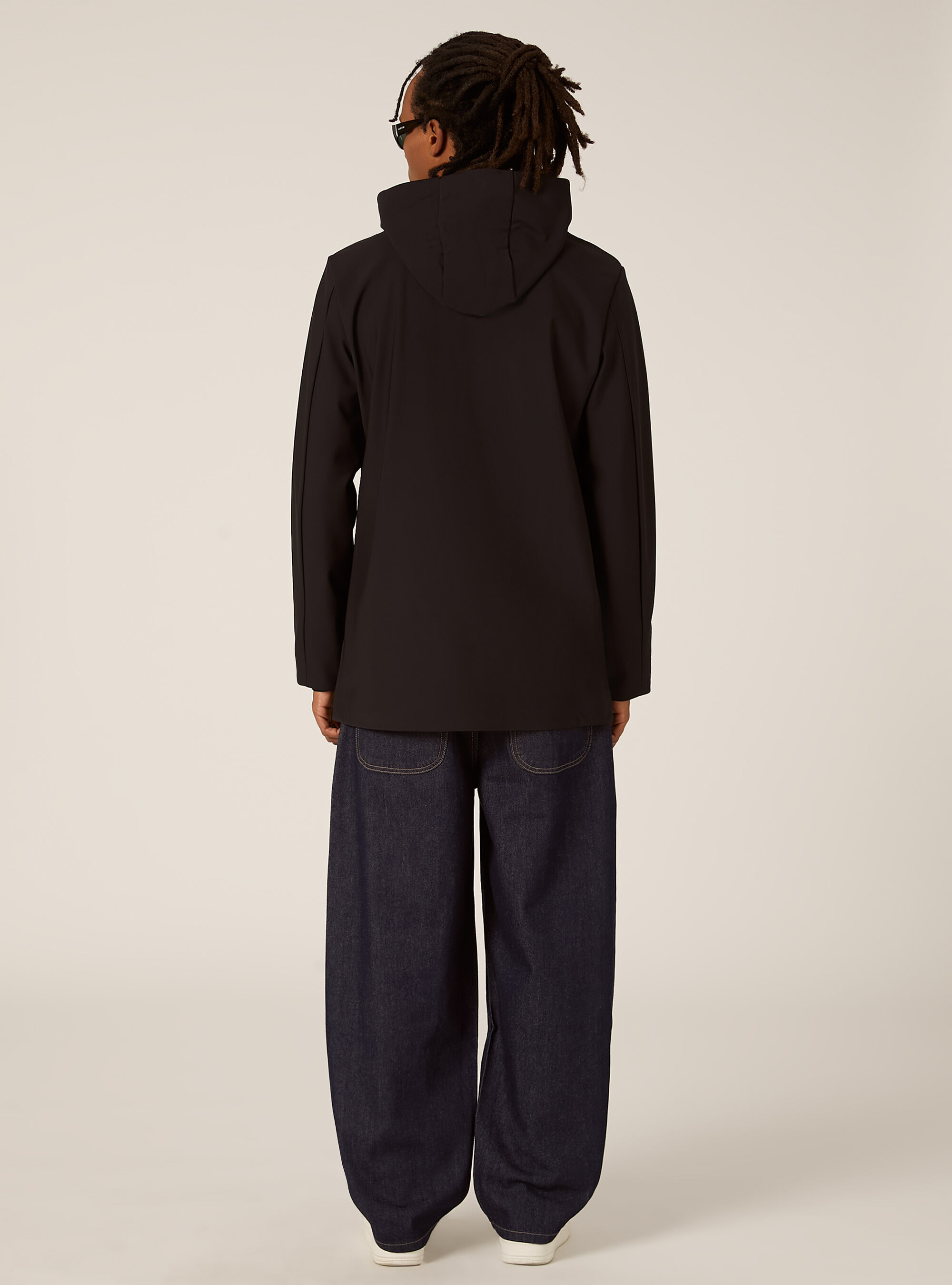 Technical fabric jacket with hood, BK1 BLACK