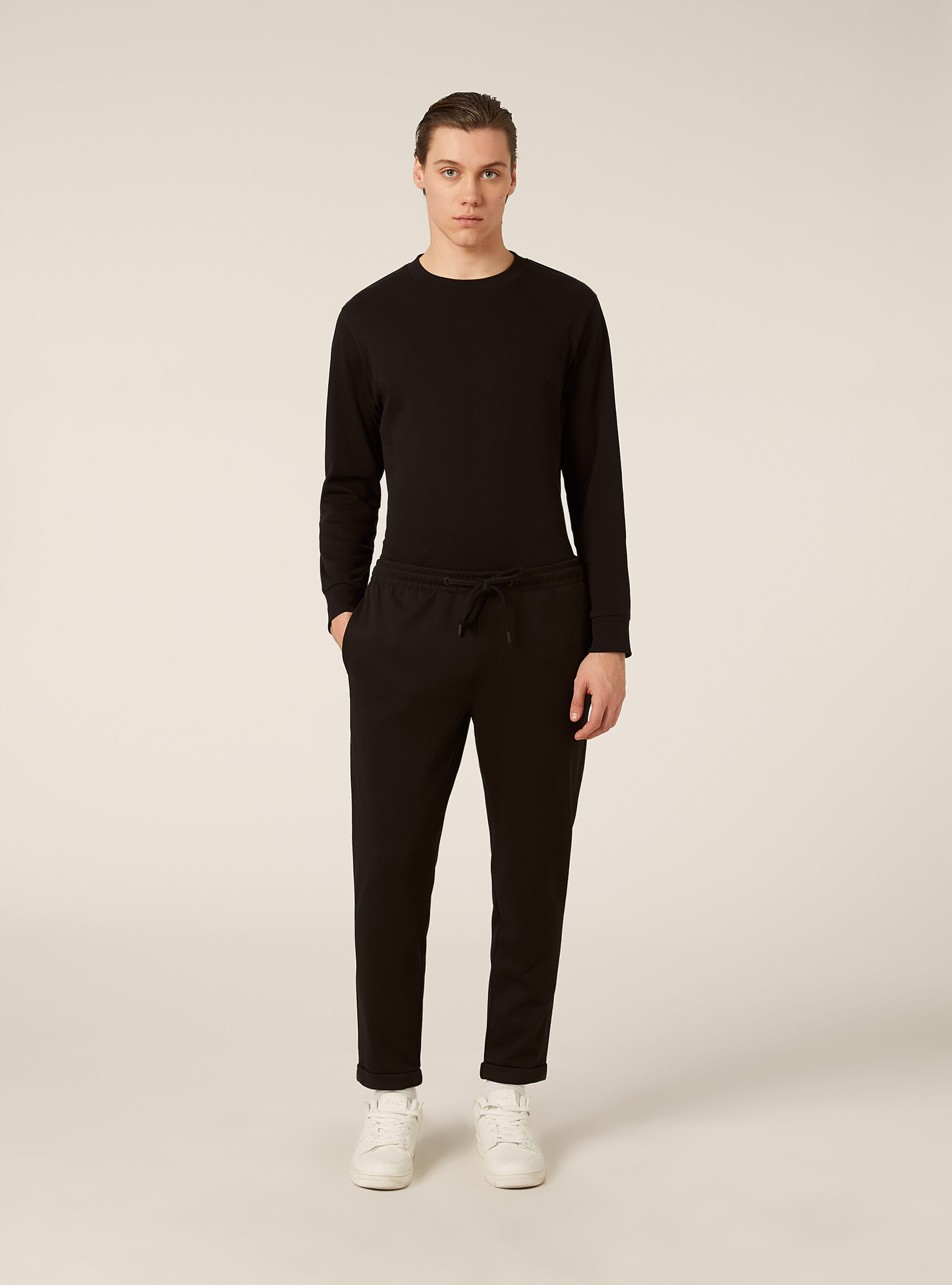 Pantaloni con vita jogger honeycomb, NERO