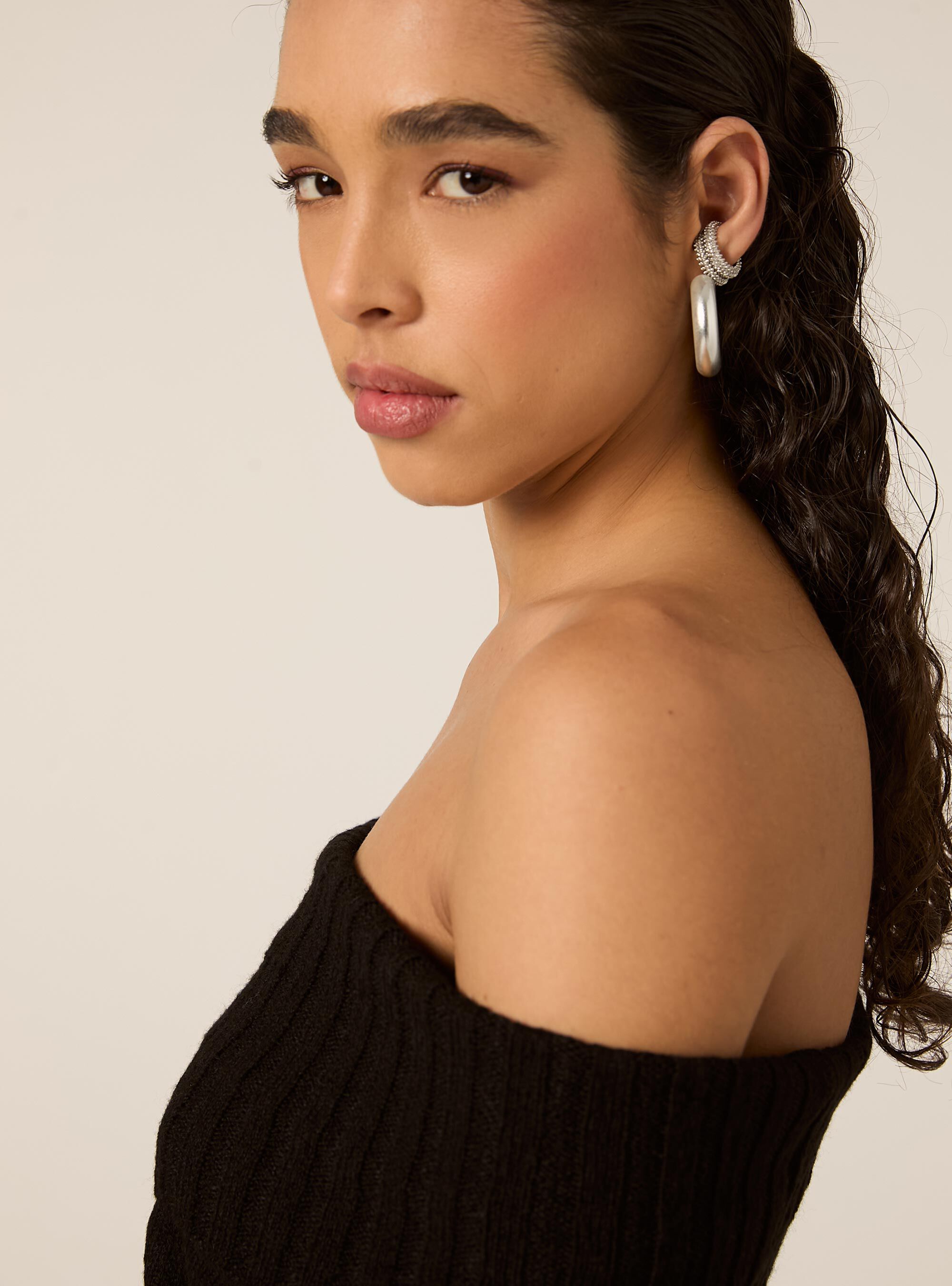 Maglia con spalle scoperte bardot, BK1 BLACK