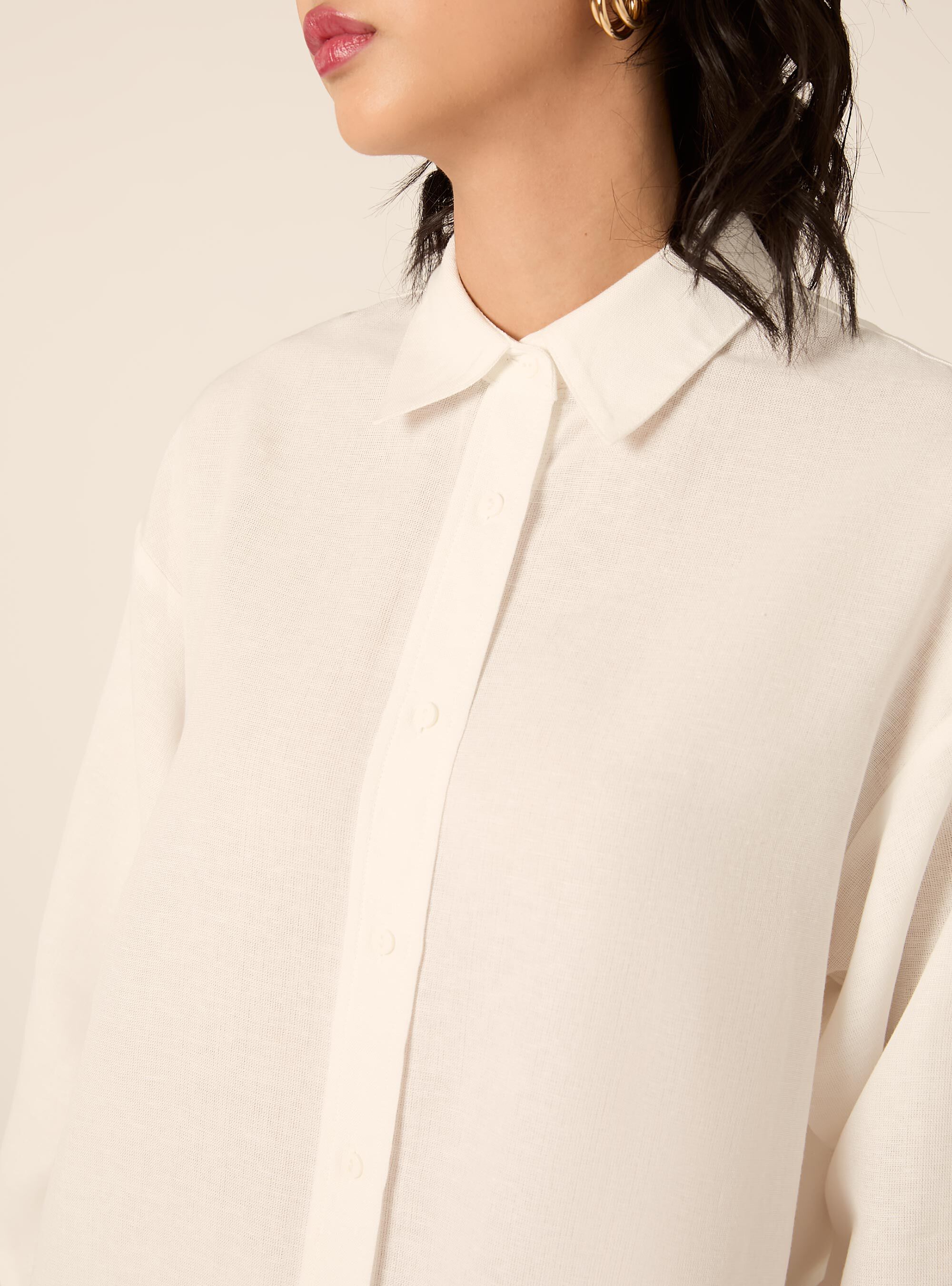 Camicia in misto lino tinta unita