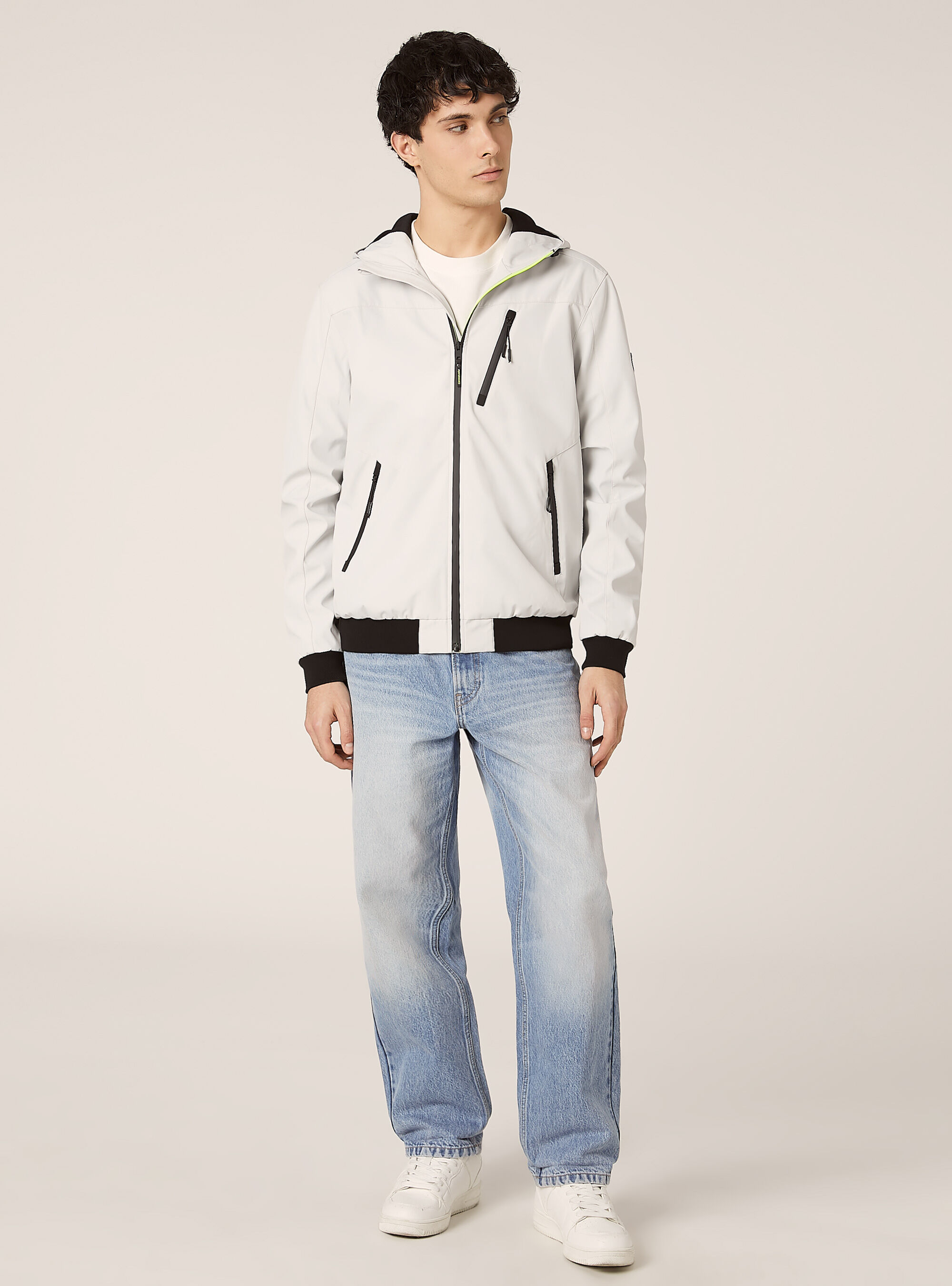Cazadora cortaviento con capucha, WH1 OFF WHITE