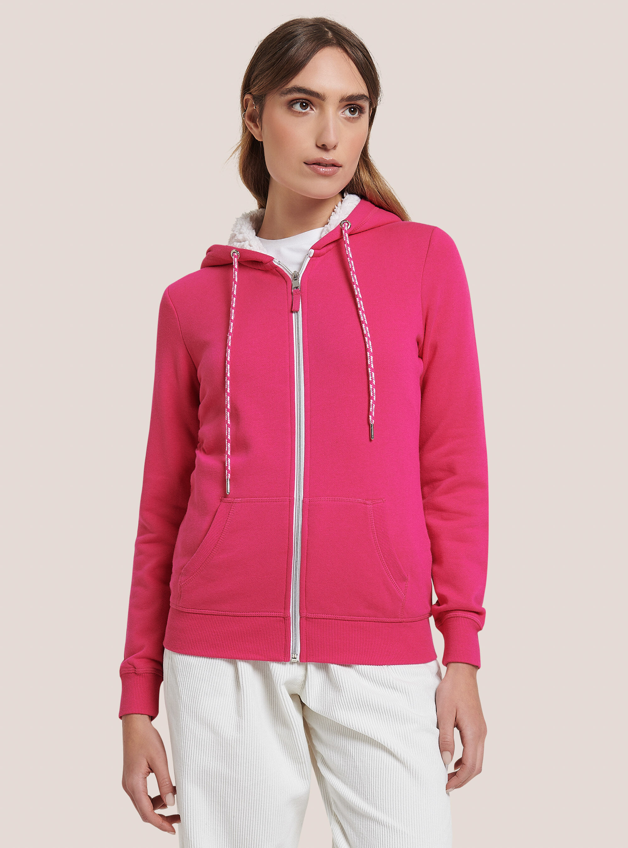 Sweatshirt with zip and faux fur hood | Alcott | Women's Sweatshirts