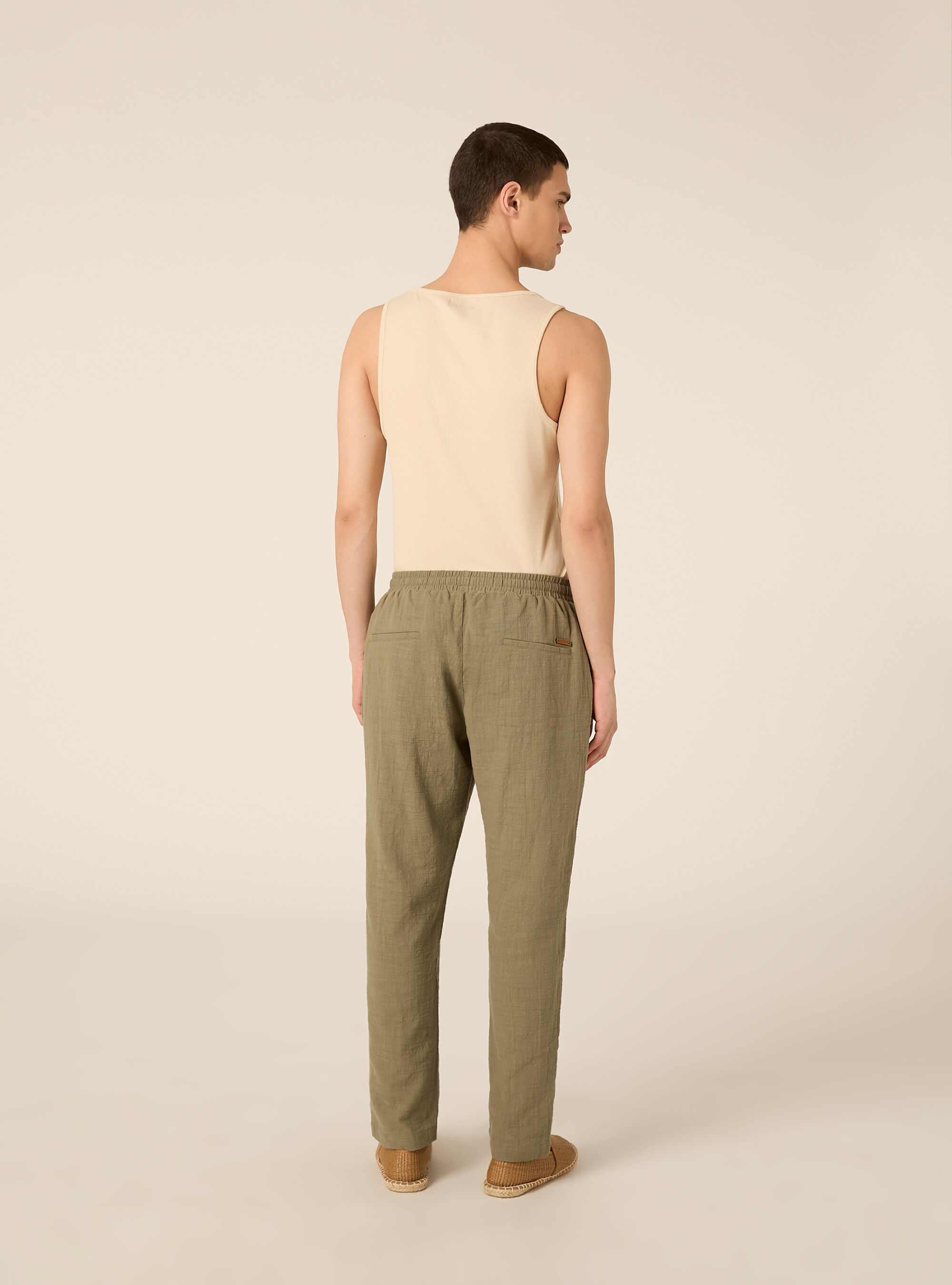 Pantaloni in cotone con laccio in vita, KY2 KAKY MEDIUM