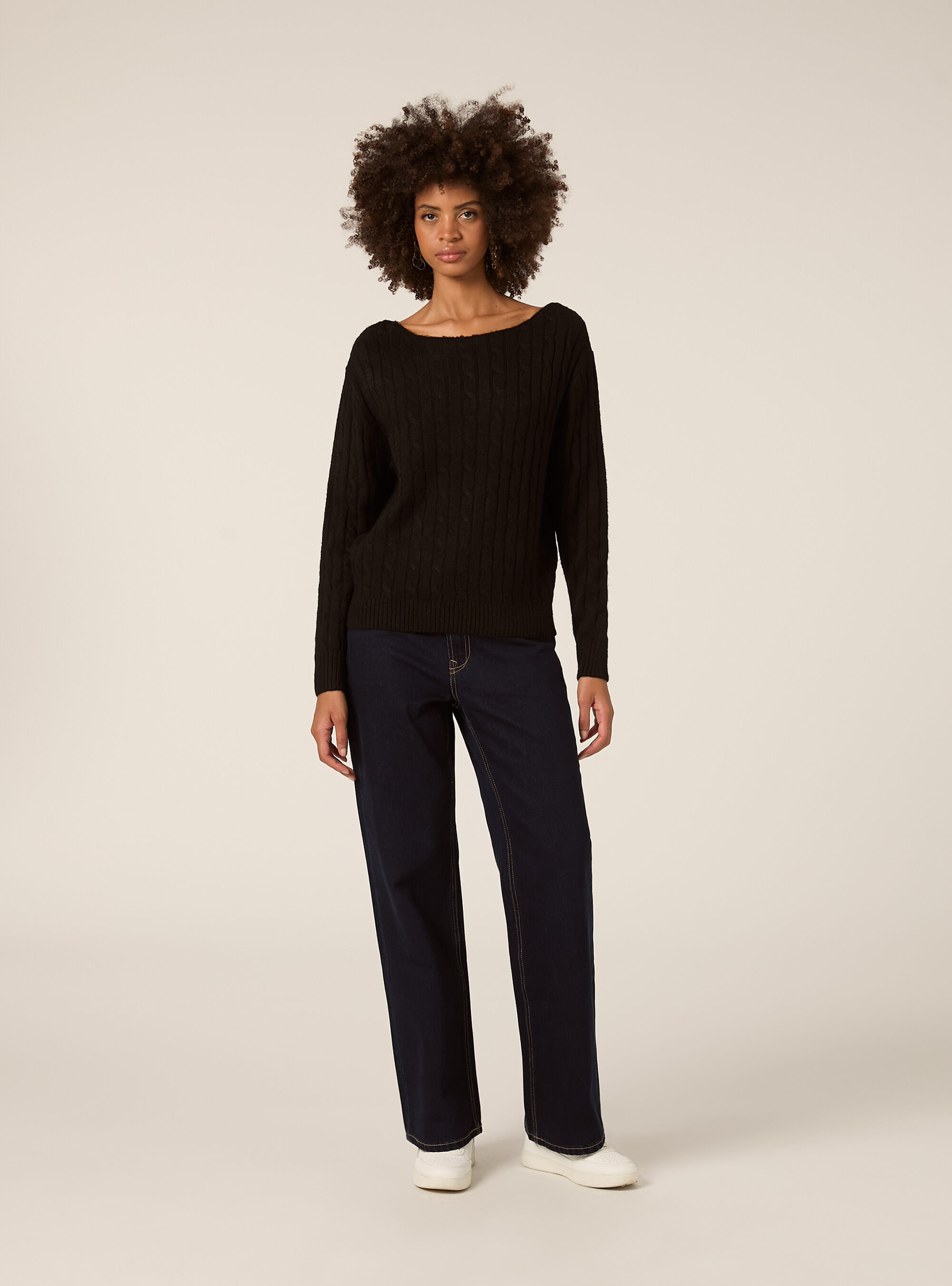 Pullover mit U-Boot-Ausschnitt, BK1 BLACK