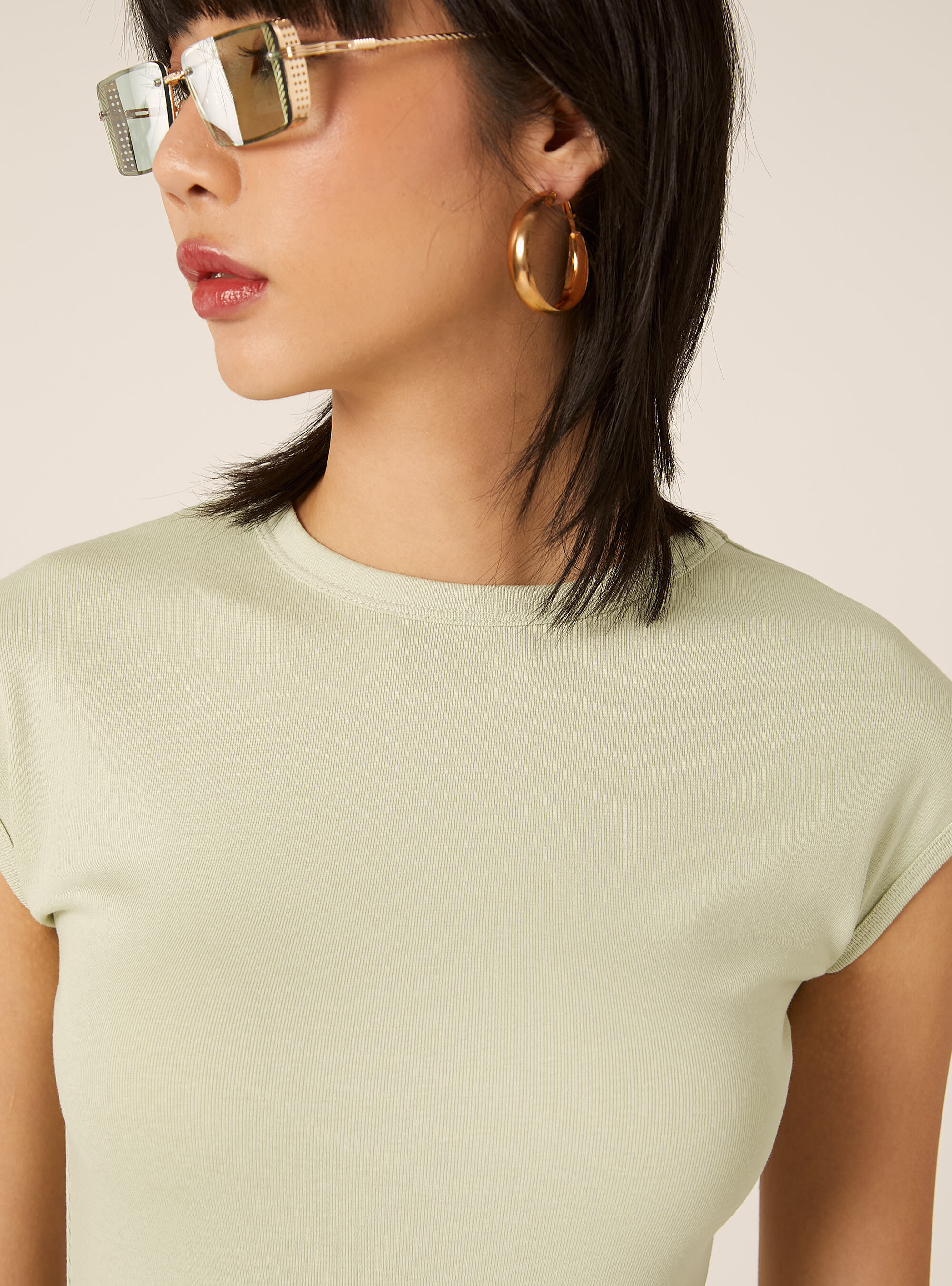 Body aus gerippter Stretch-Baumwolle, SG3 SAGE LIGHT