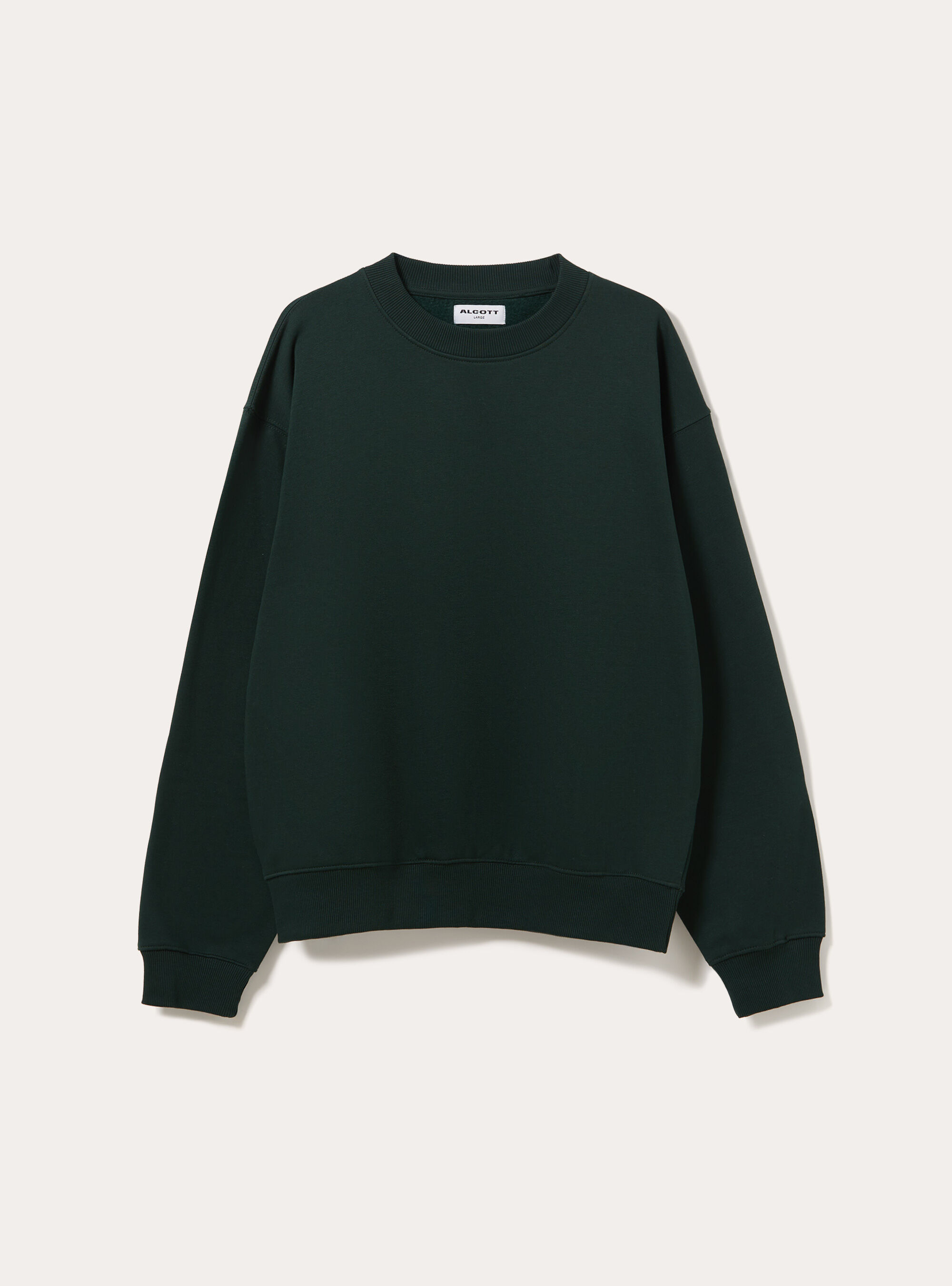 Basic boxy fit crewneck sweatshirt, GN1 GREEN DARK