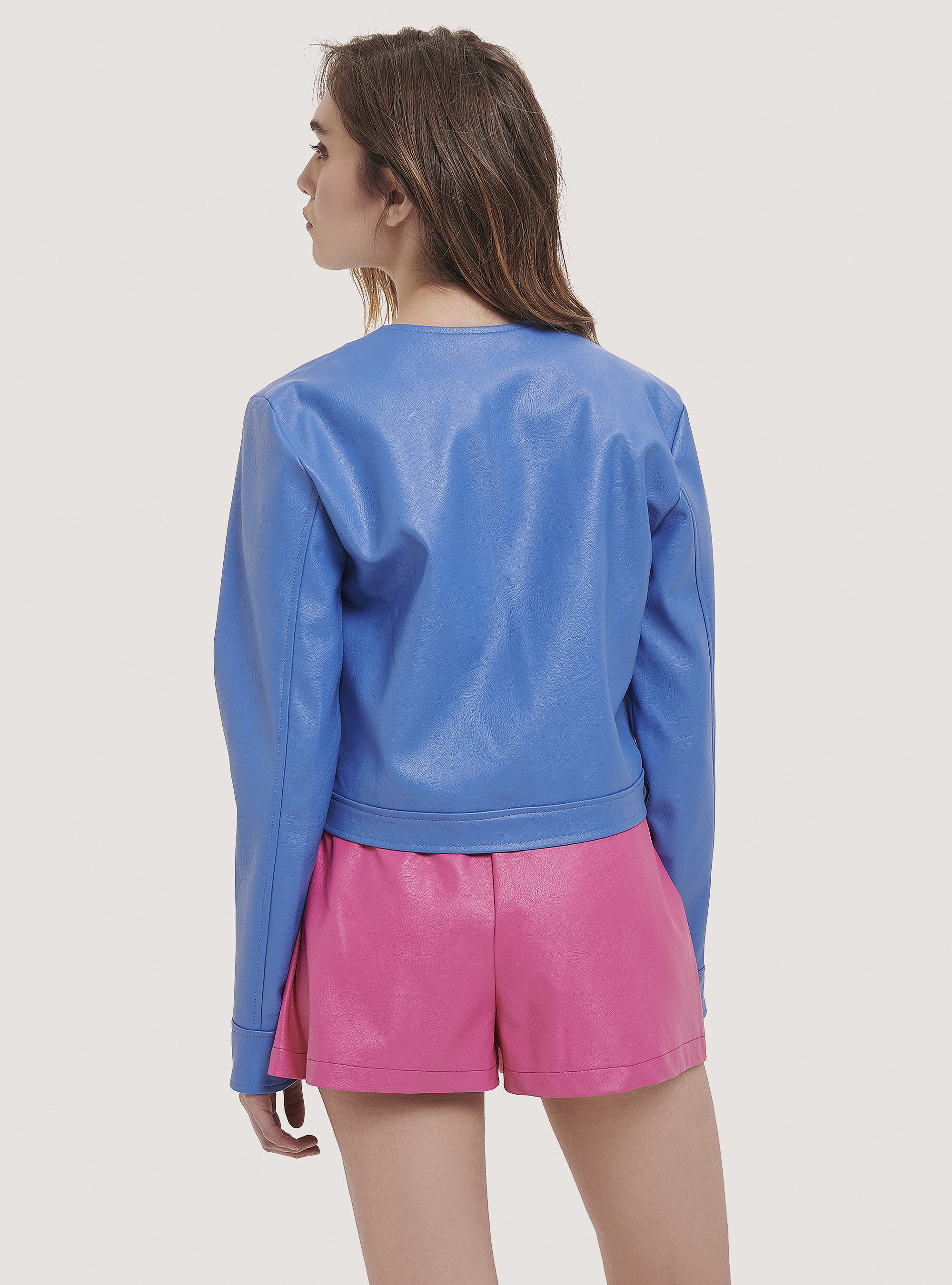 Faux leather sweater sales jacket