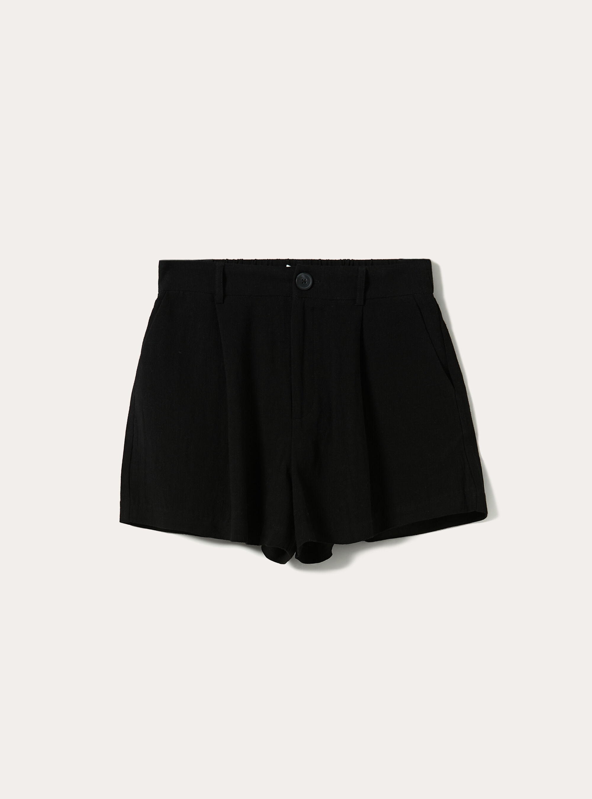Linen blend soft shorts, BK1 BLACK