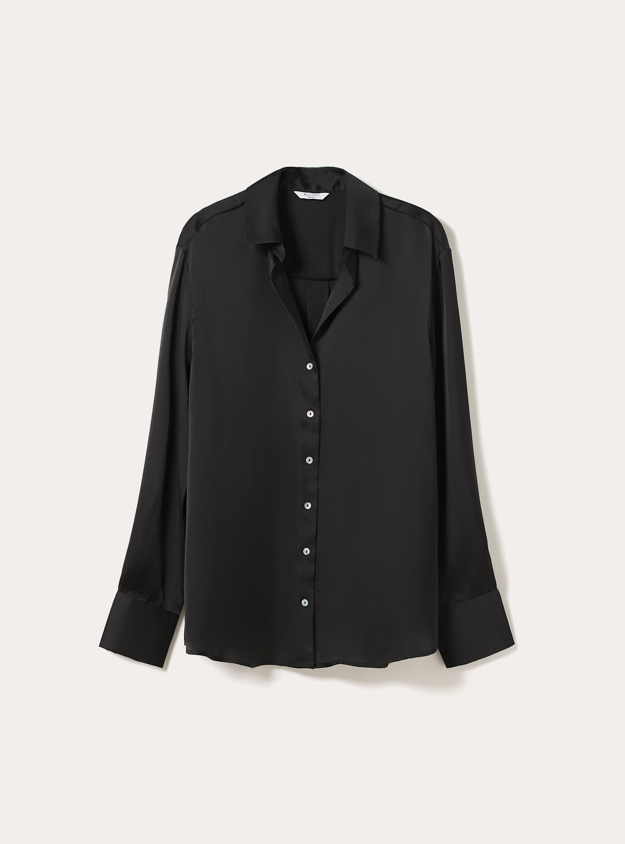 Chemise ajust&eacute;e en satin, BK1 BLACK