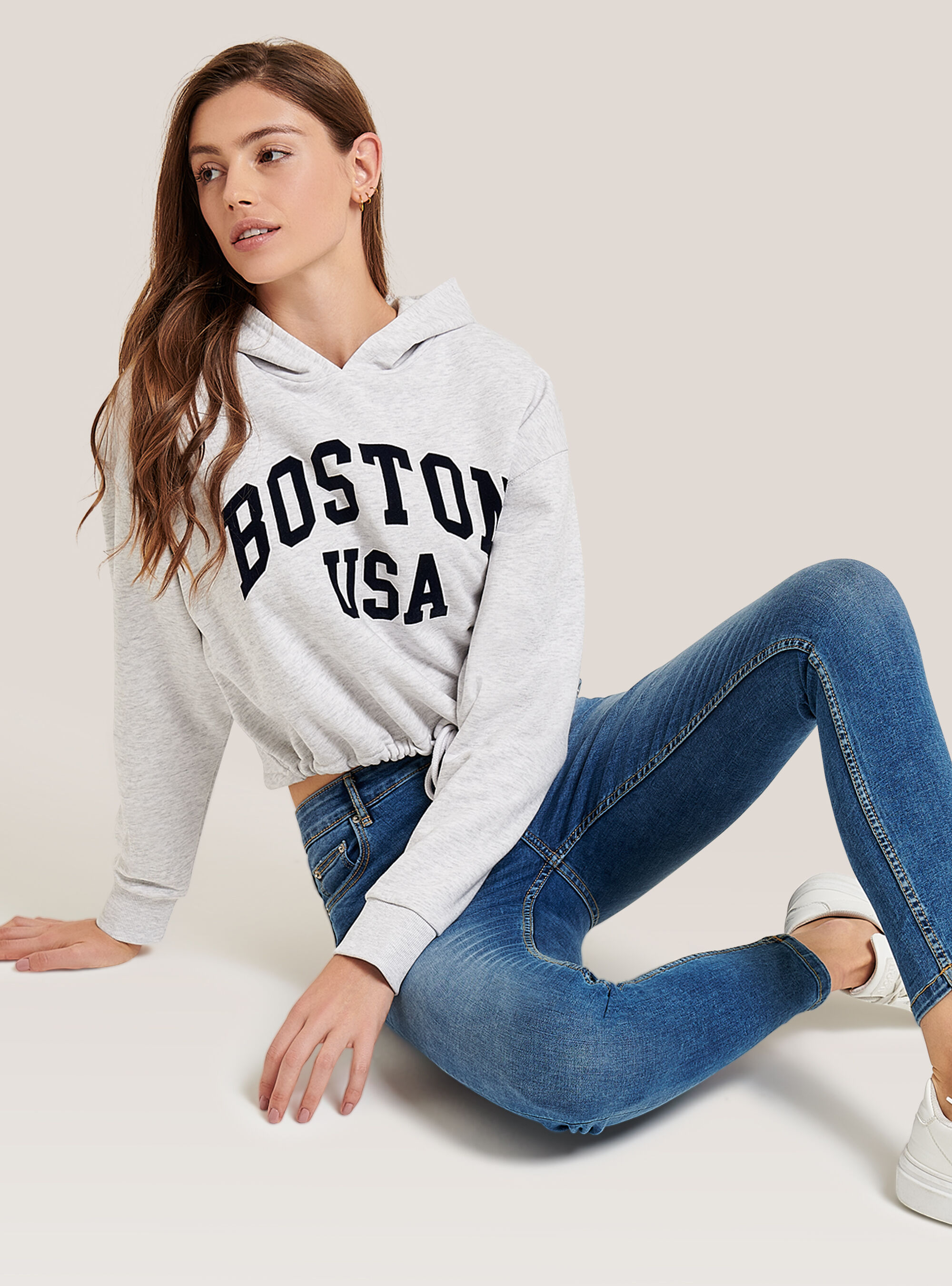 drawstring hem sweatshirt