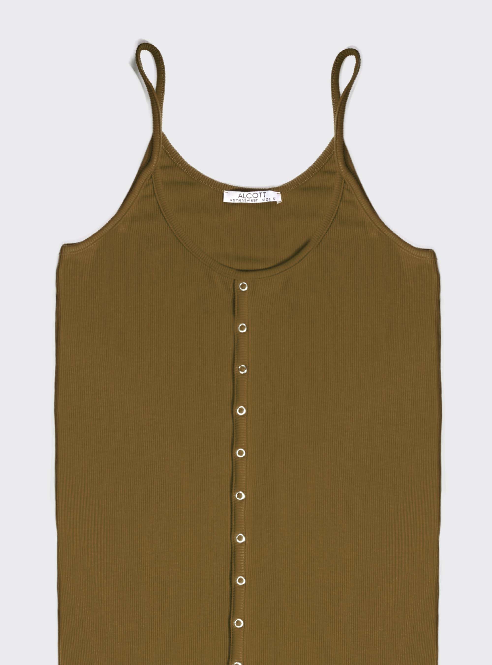 Vestito corto con bottoncini comfort fit, KAKI