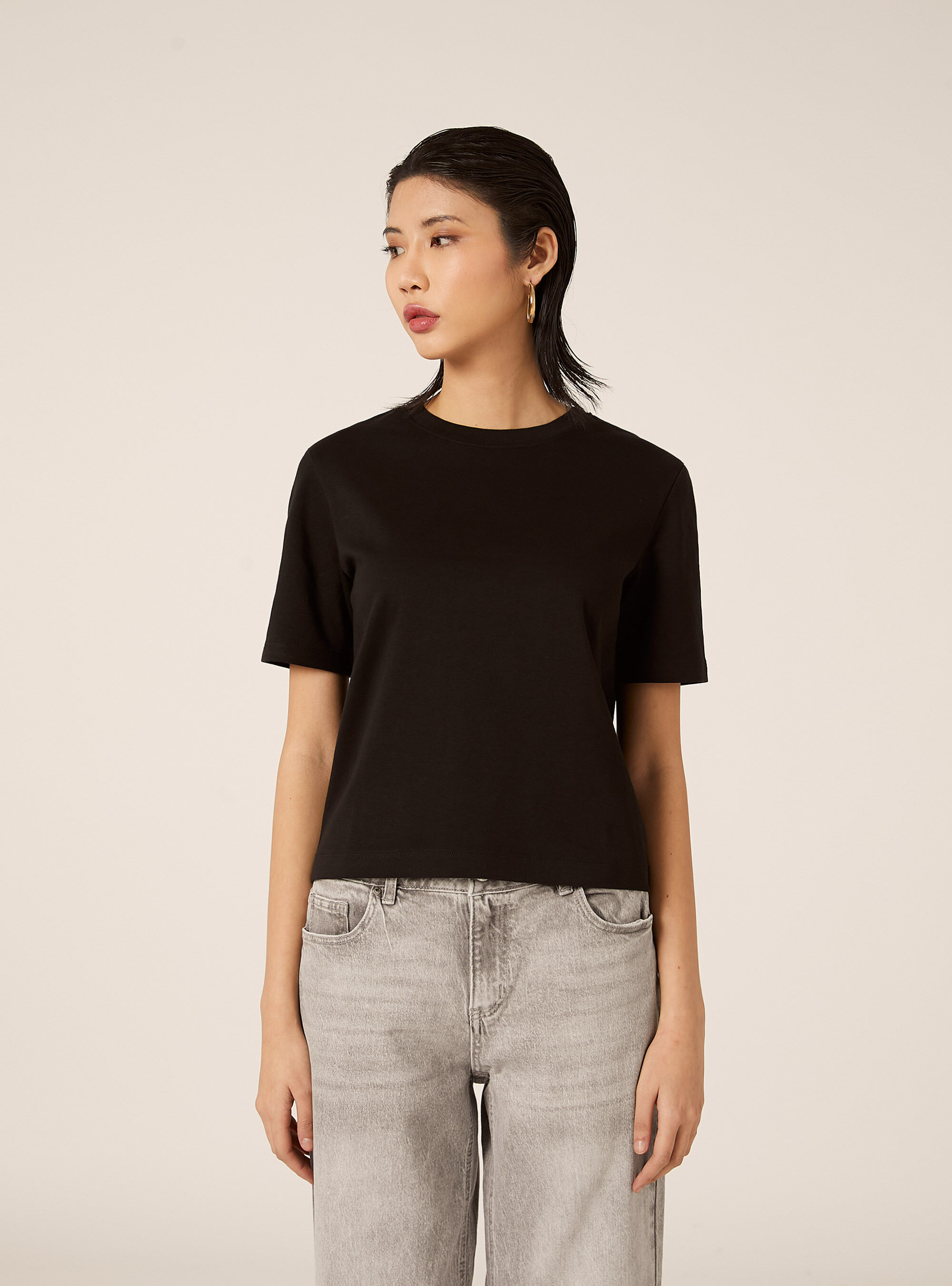 T-shirt regular in interlock, BK1 BLACK