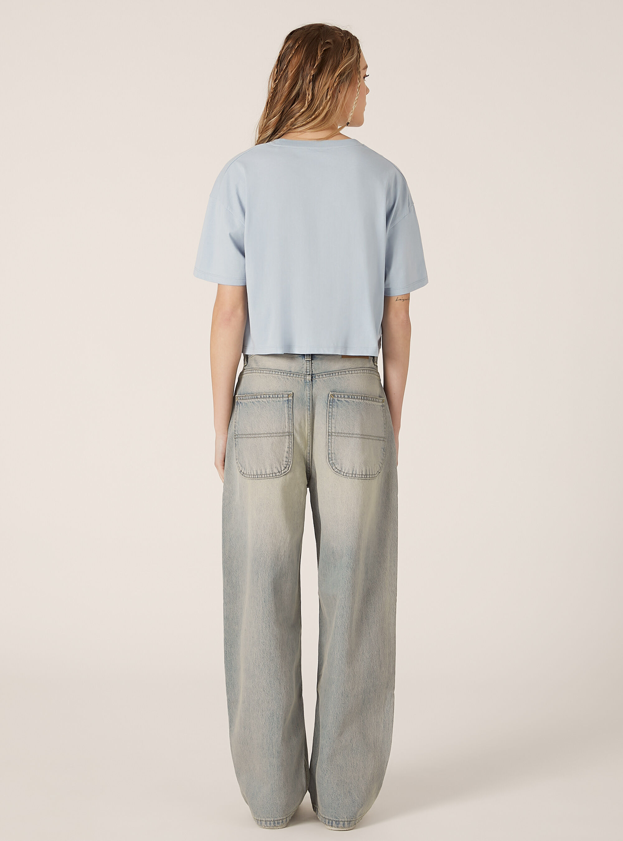 Maglietta cropped in cotone, AZ3 AZURE LIGHT