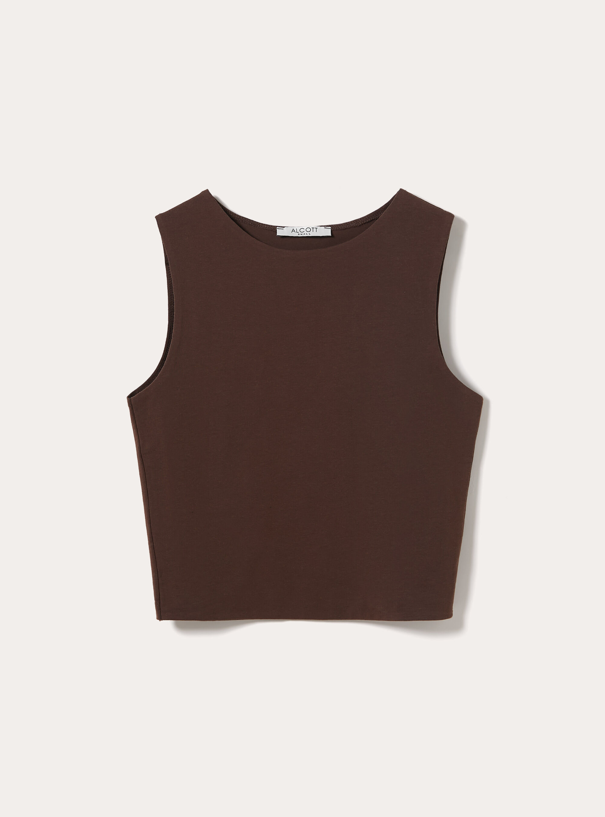 Canotta basic crop in jersey elastico, BR2 BROWN MEDIUM