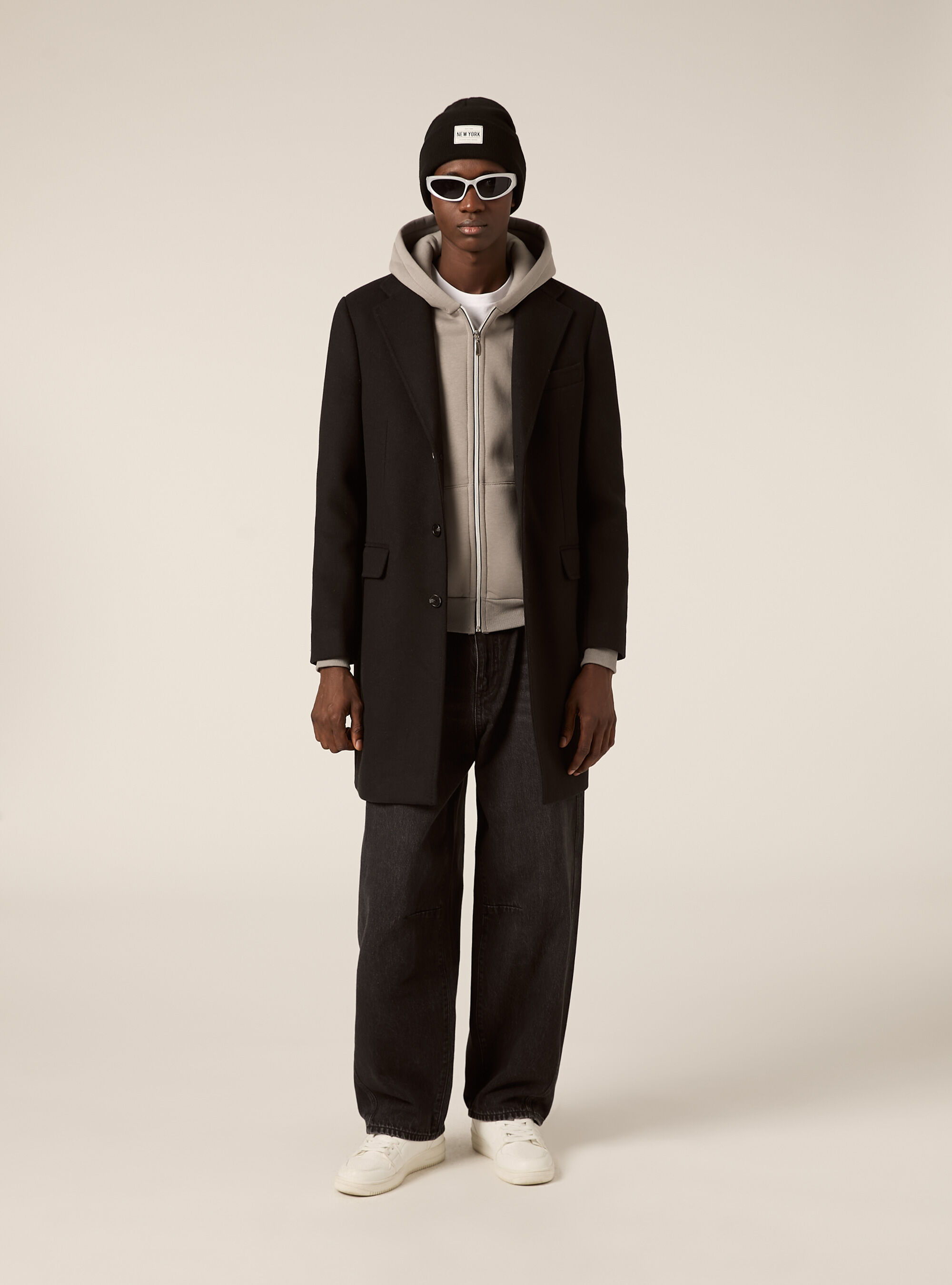 Cappotto monopetto in misto lana