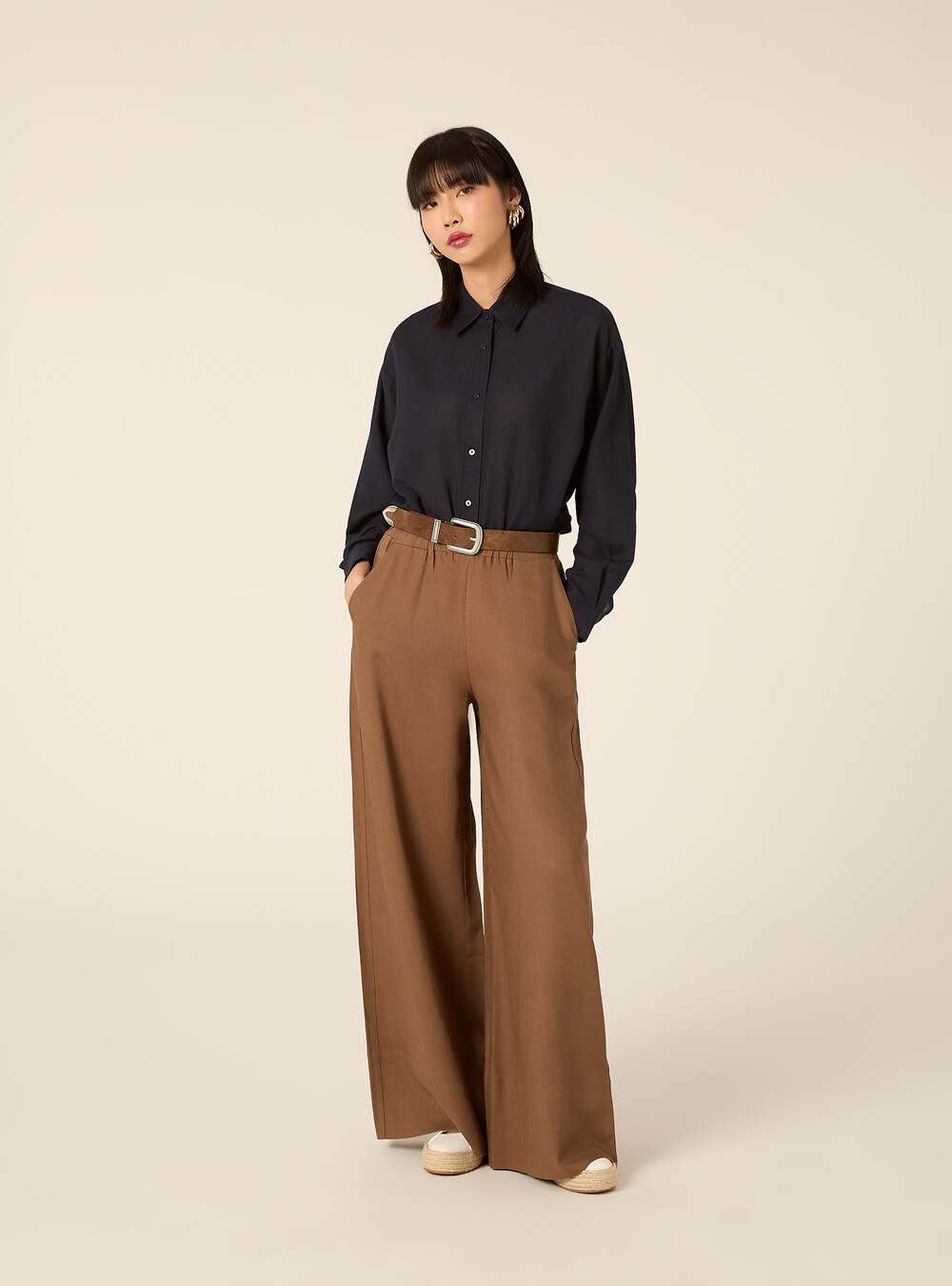 Linen-blend shirt, NA1 NAVY DARK