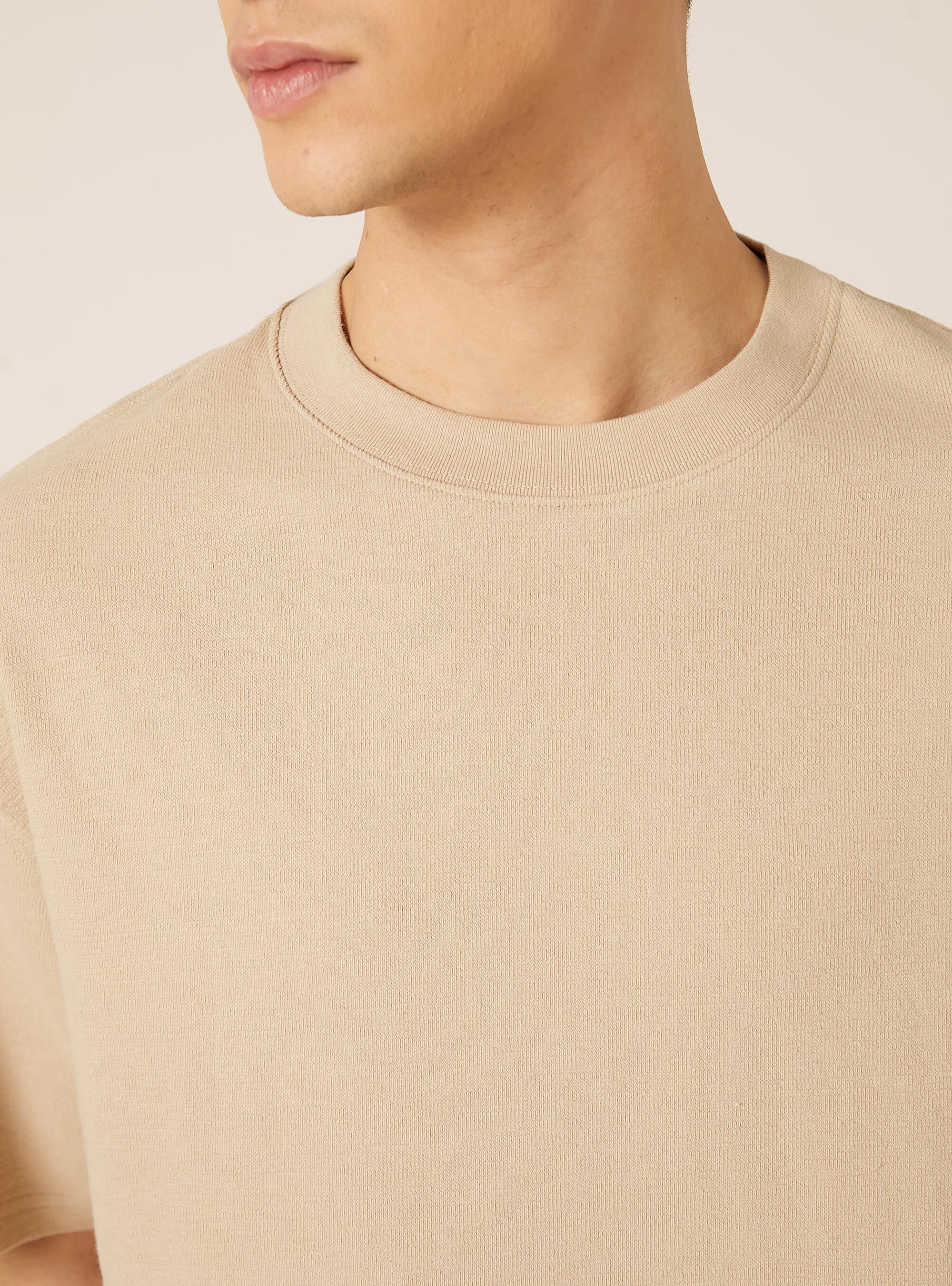 T-shirt in jersey texture fit boxy, BG2 BEIGE MEDIUM