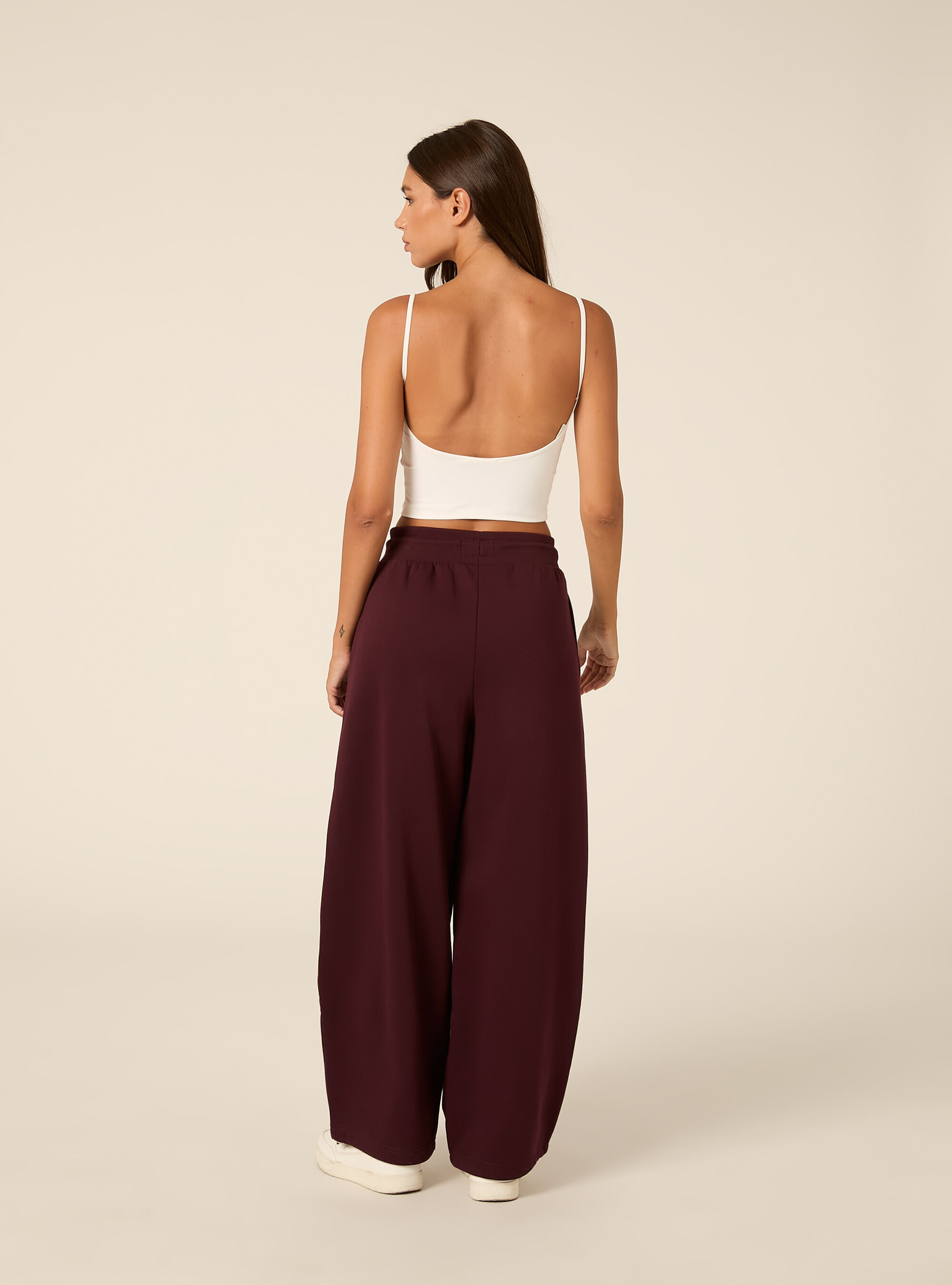 Pantaloni jogger in felpa barrel, BO1 BORDEAUX DARK