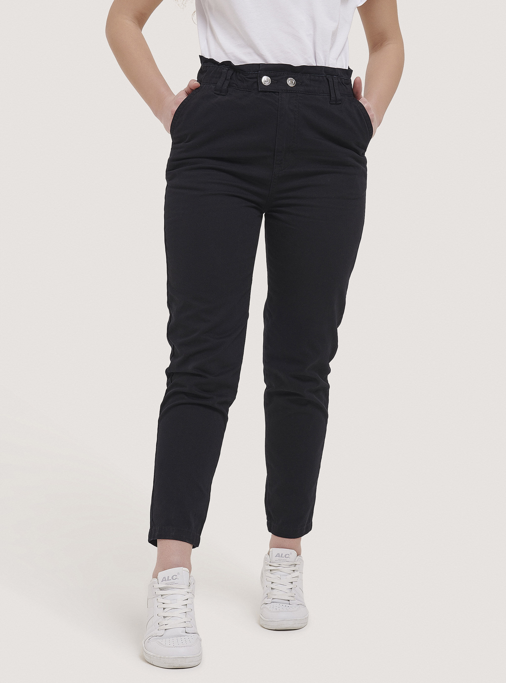 Cotton baggy trousers, BLACK