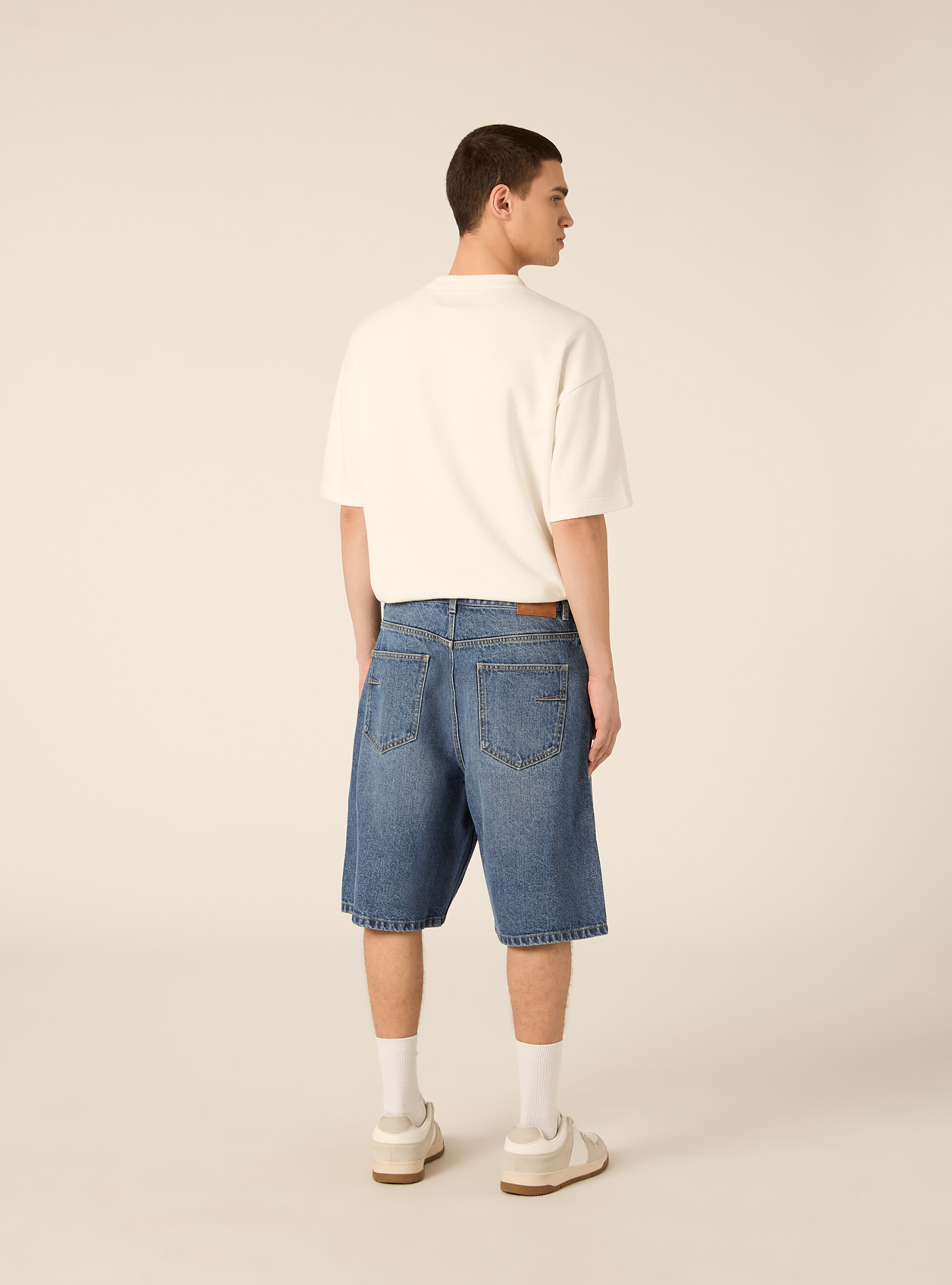 Bermuda jort fit  in denim, D003 MEDIUM BLUE