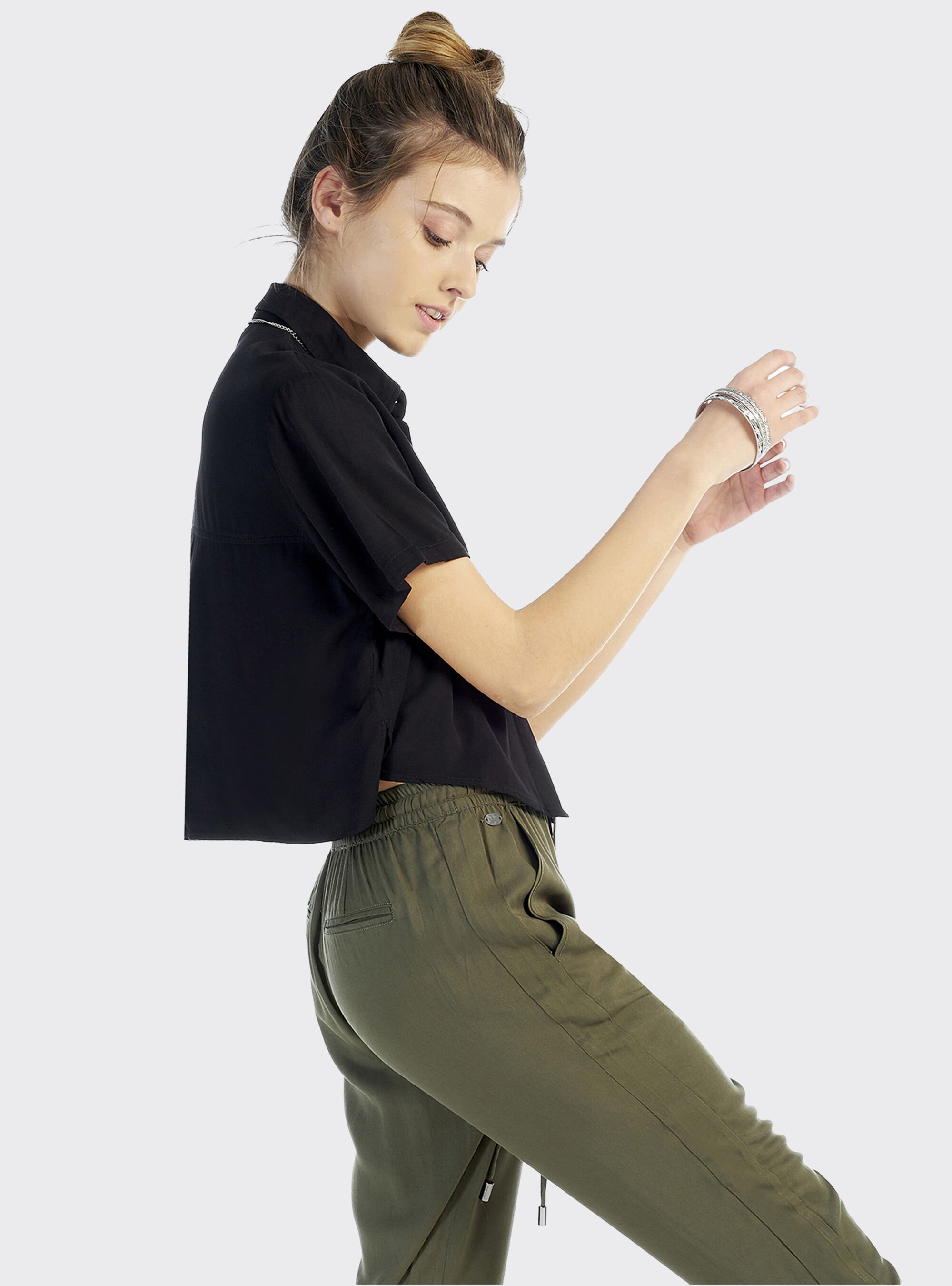 Chemise courte oversize, C101 BLACK