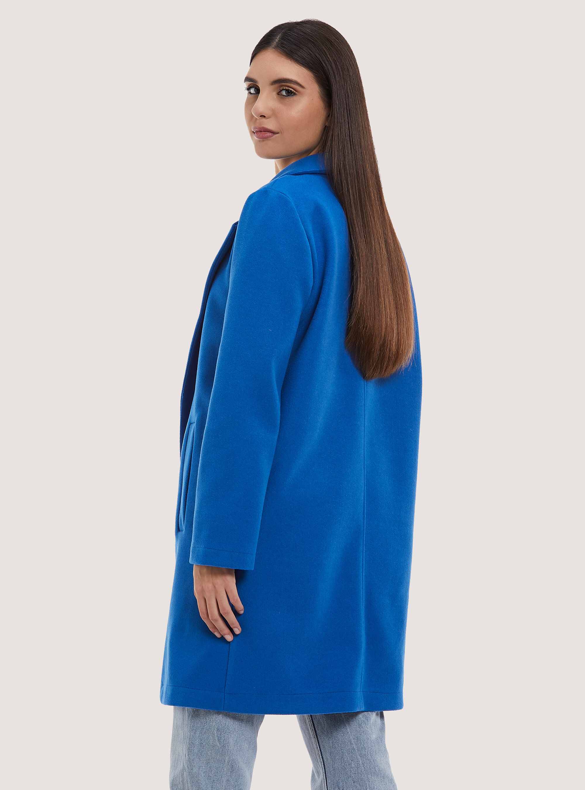Open gauze knit coat, AZ1 AZURE DARK